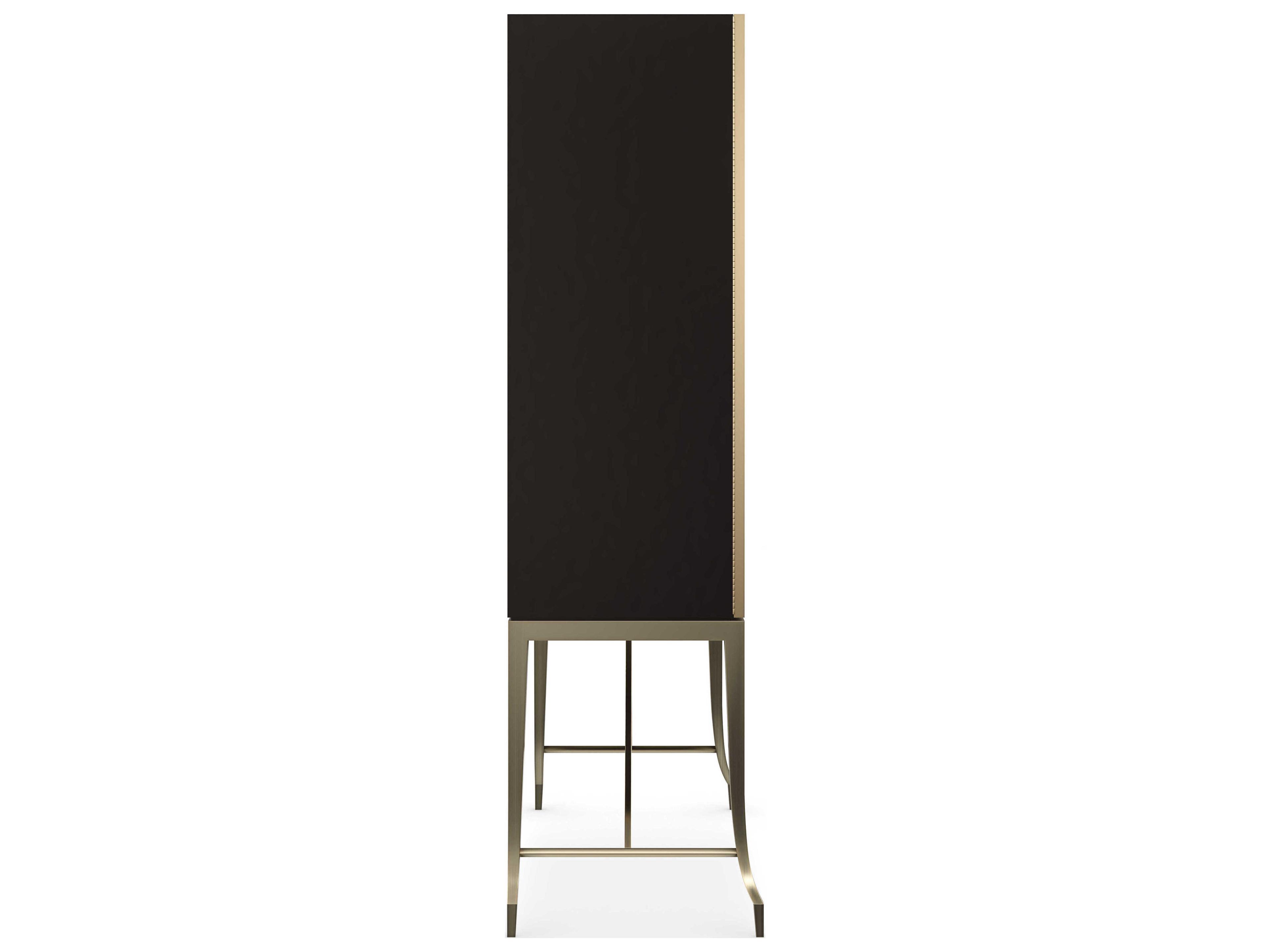 Caracole Signature Uptown Living Metropolitan Gold Birch Wood Bar Cabinet