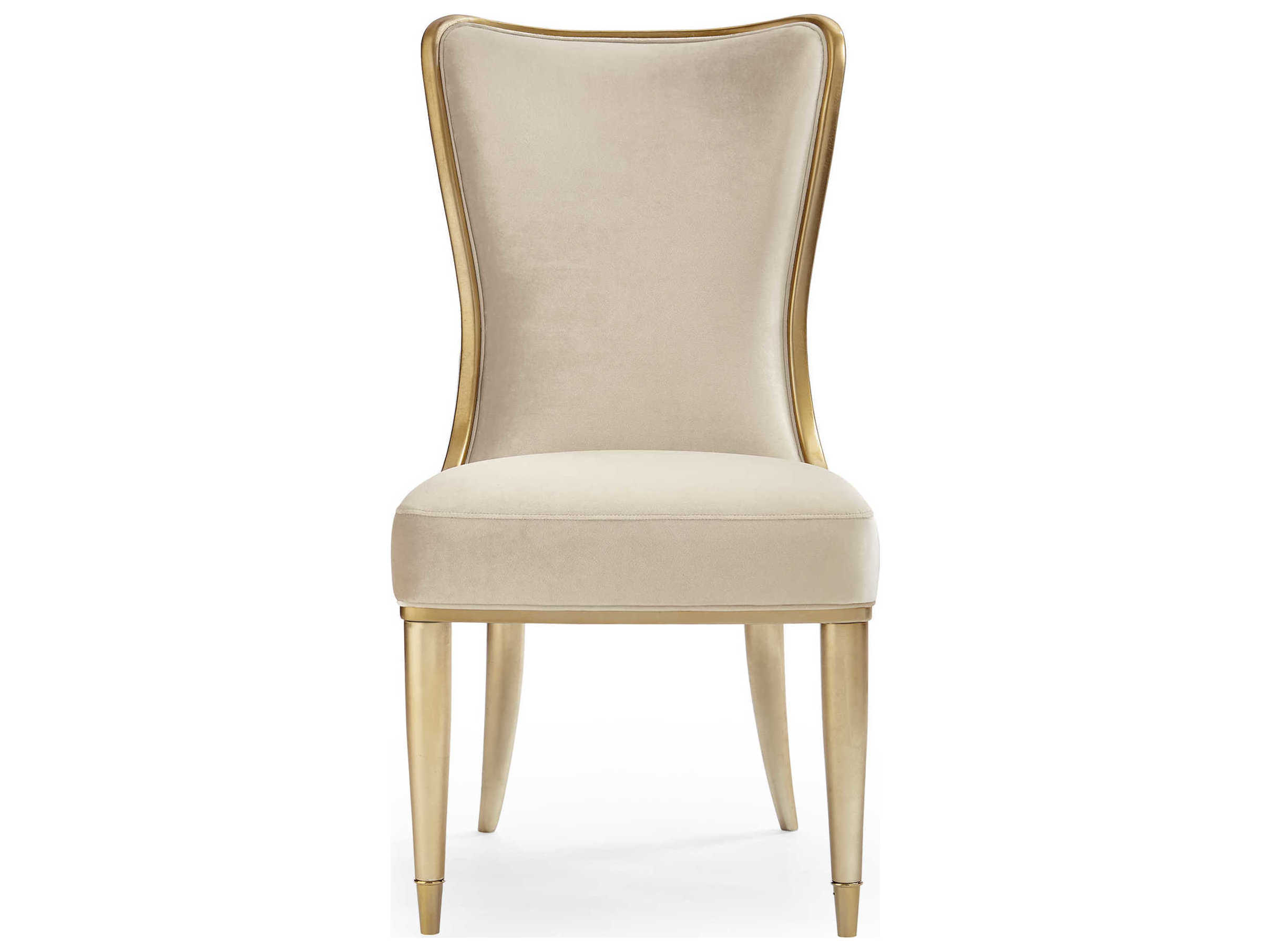 Caracole Signature Debut Sophisticates Birch Wood Beige Upholstered Side Dining Chair