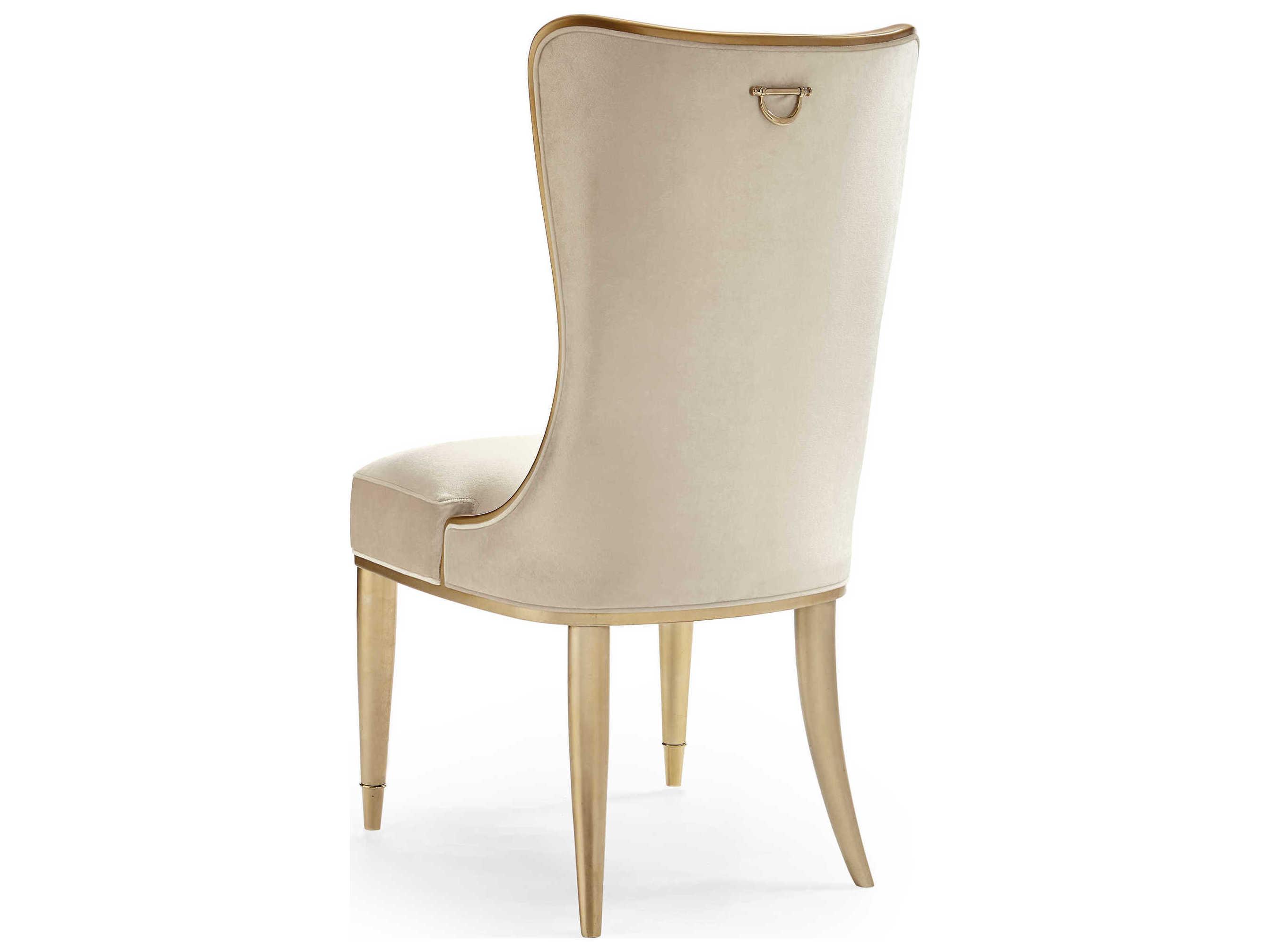 Caracole Signature Debut Sophisticates Birch Wood Beige Upholstered Side Dining Chair