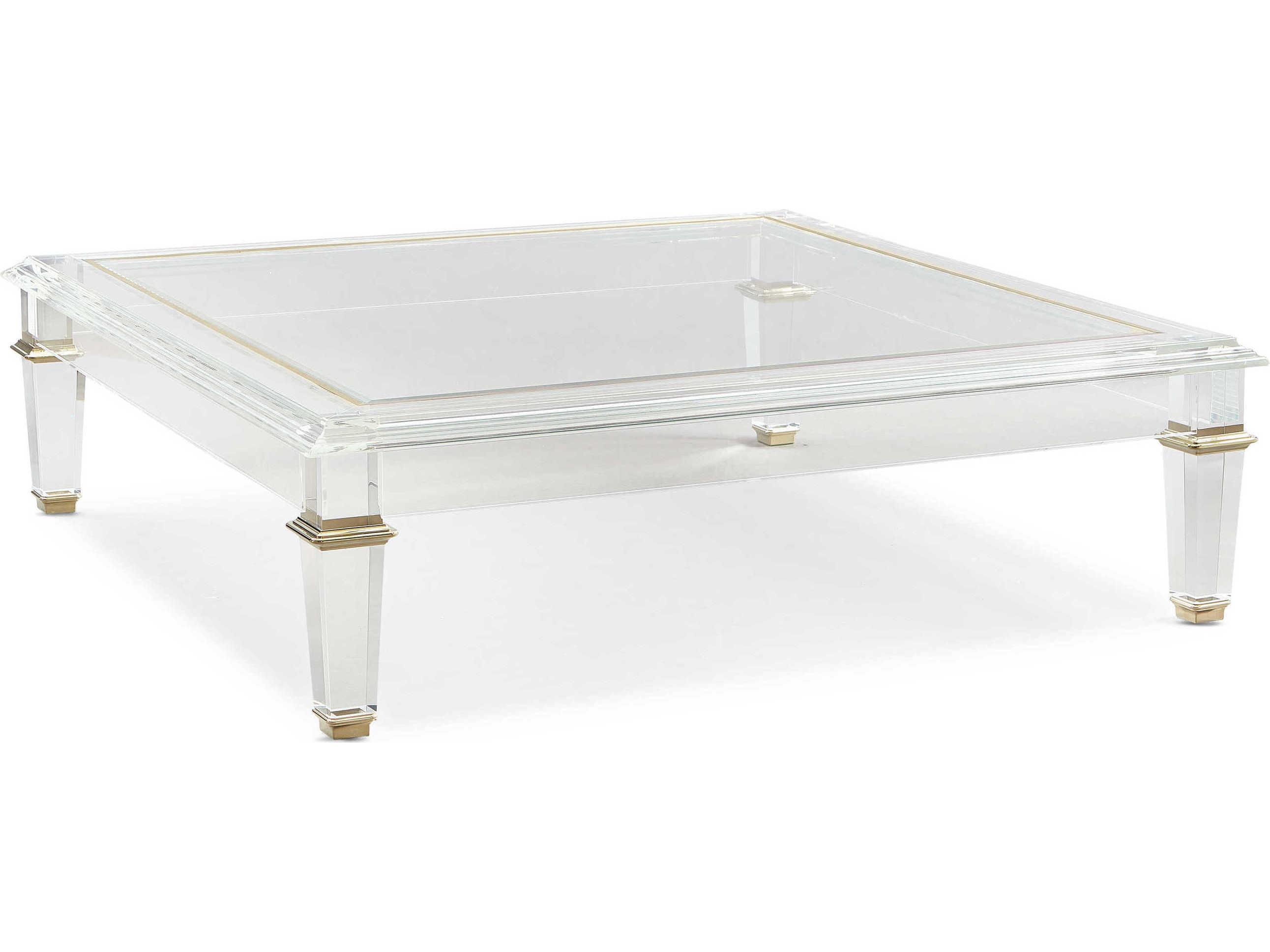 Caracole Signature Promethean Pierre Square Glass Majestic Gold Coffee Table