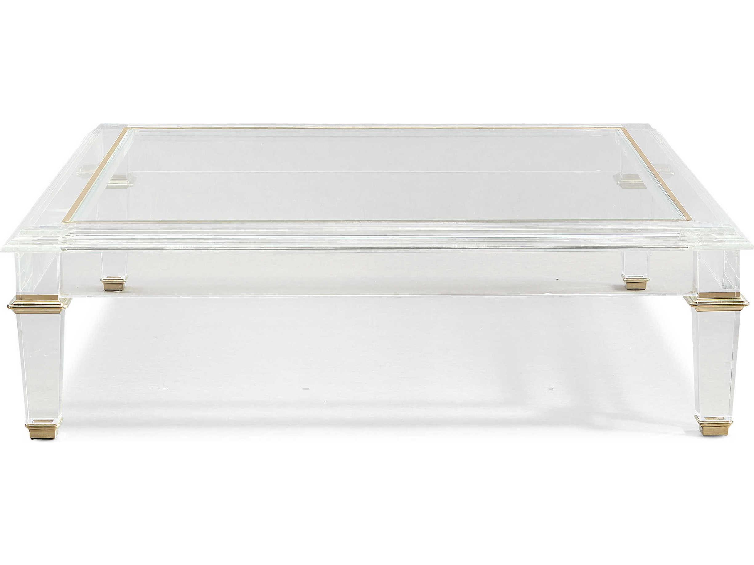 Caracole Signature Promethean Pierre Square Glass Majestic Gold Coffee Table