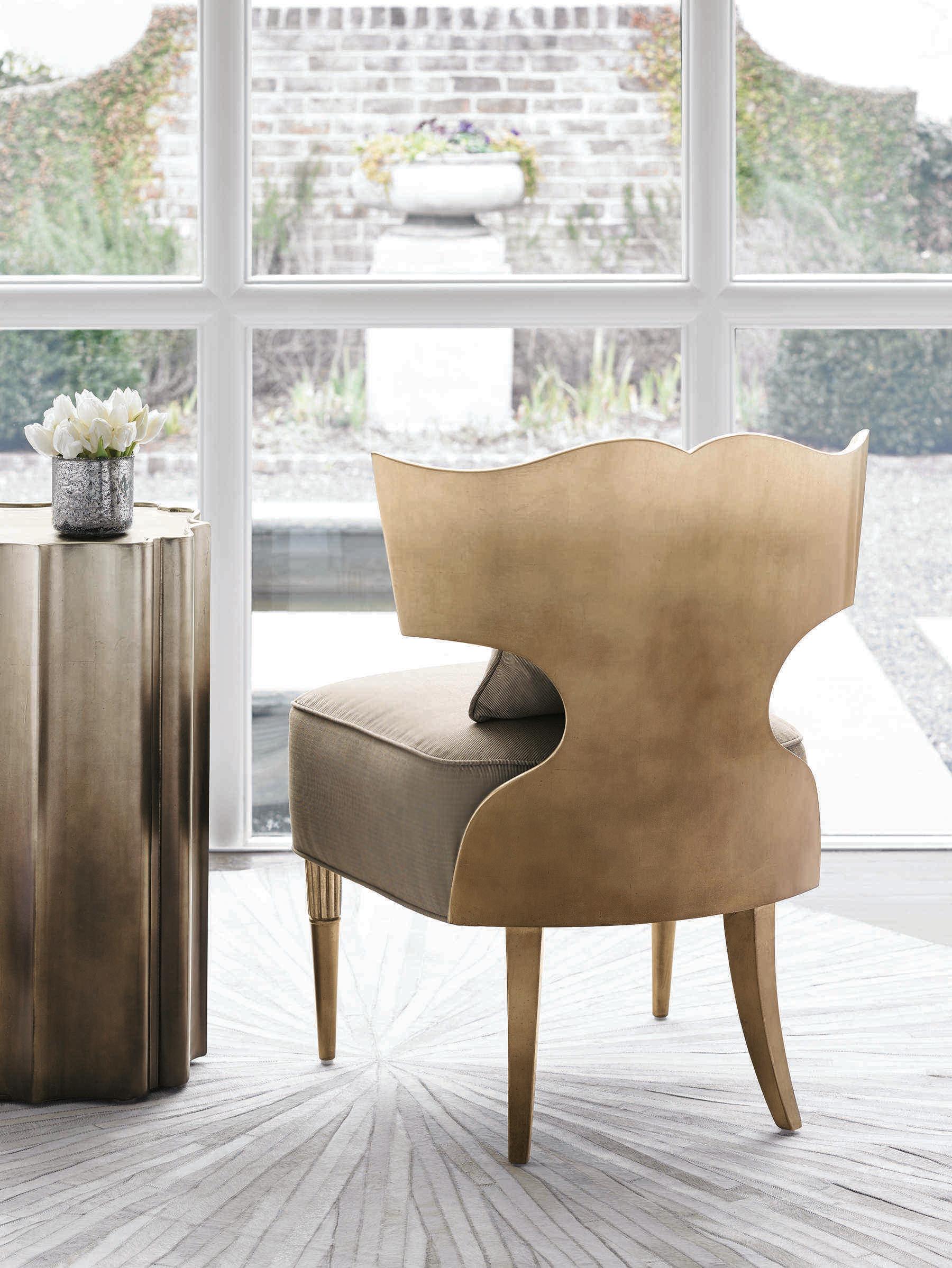 Caracole Classic Gold is Up Leaf Ombre Martini Round End Table