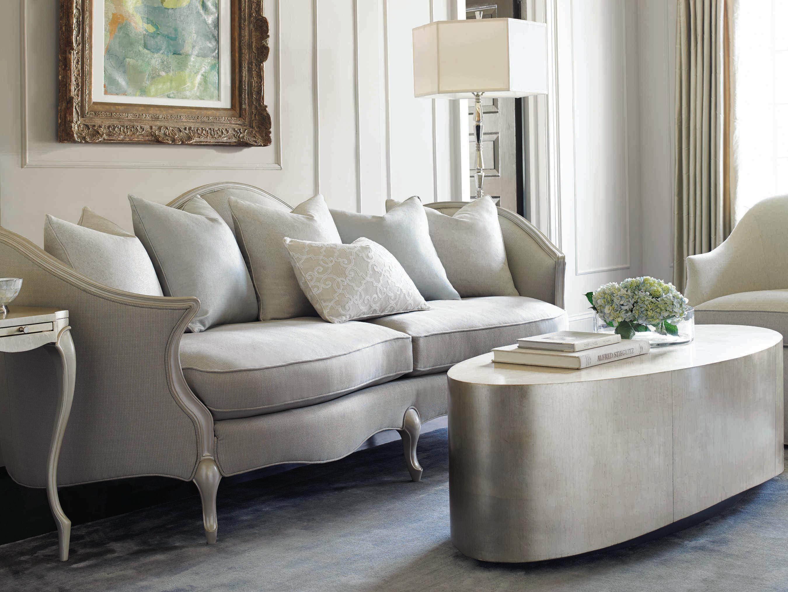 Caracole Classic Come Oval Here! Gold Silver Oval Wood Pompeii Charcoal Coffee Table