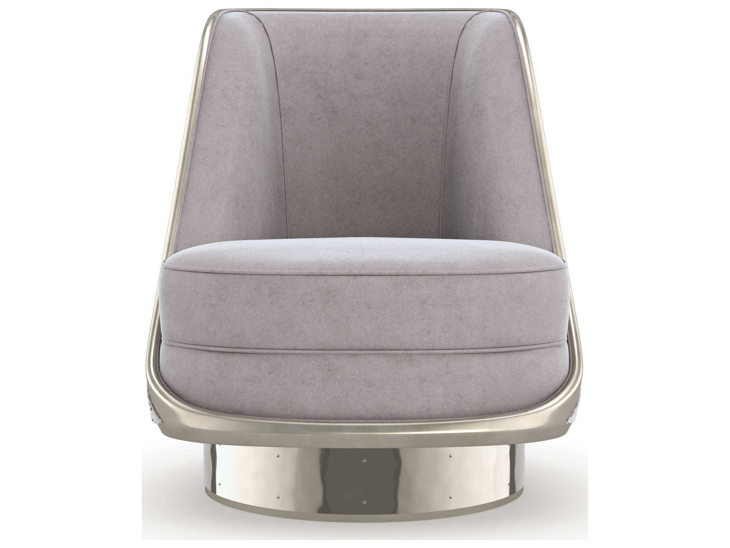 Caracole Upholstery Go For a Spin Swivel Silver Fabric Accent Chair