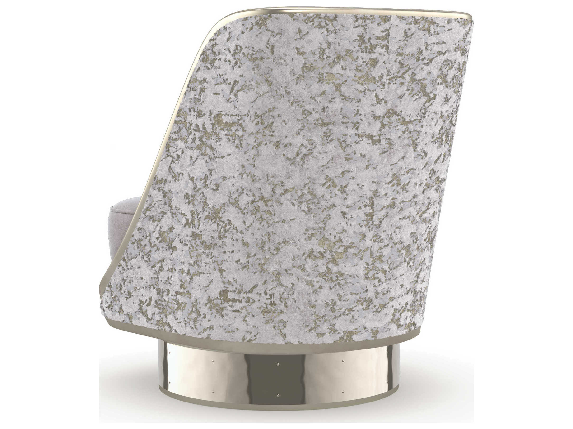 Caracole Upholstery Go For a Spin Swivel Silver Fabric Accent Chair
