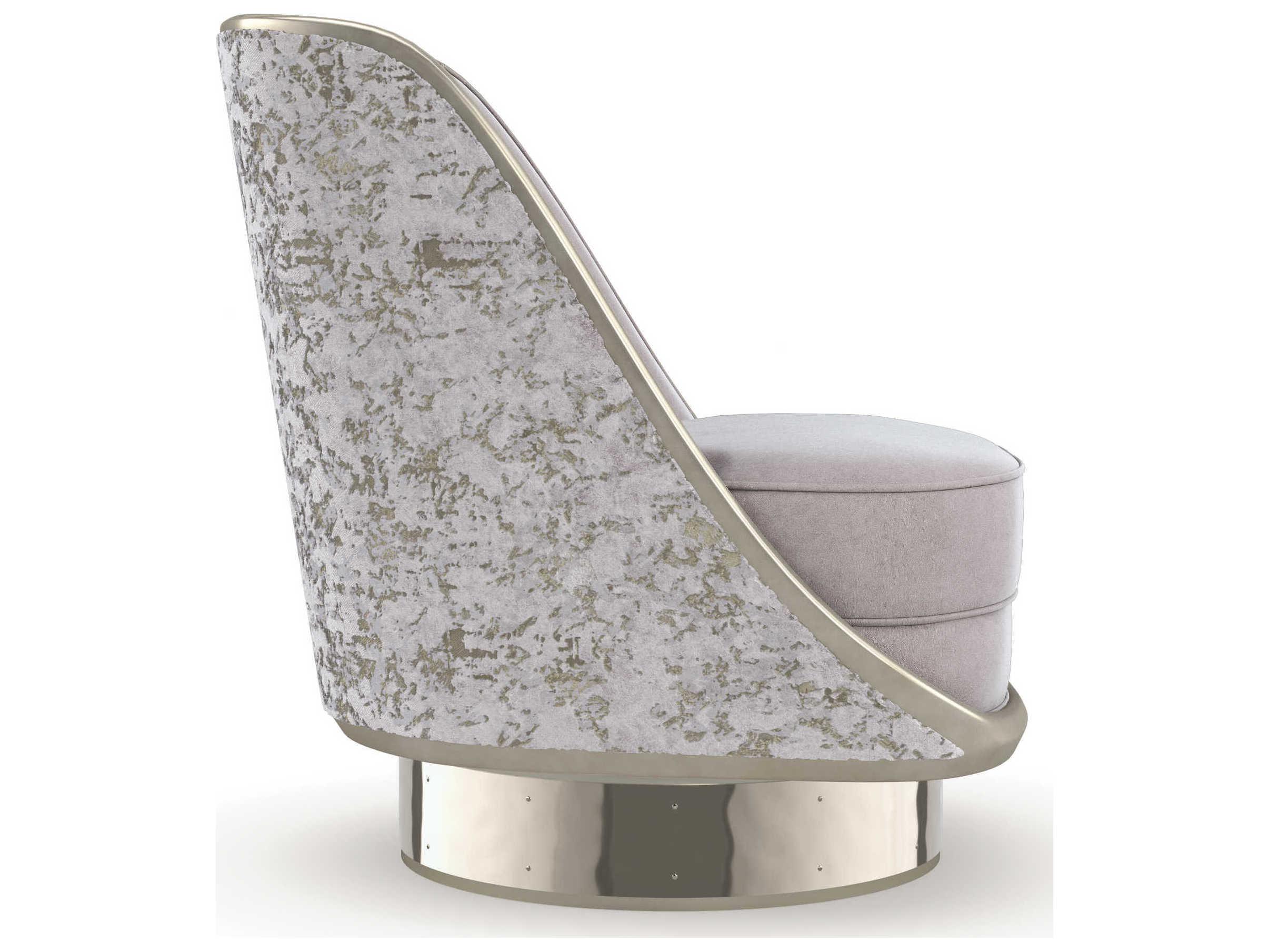 Caracole Upholstery Go For a Spin Swivel Silver Fabric Accent Chair