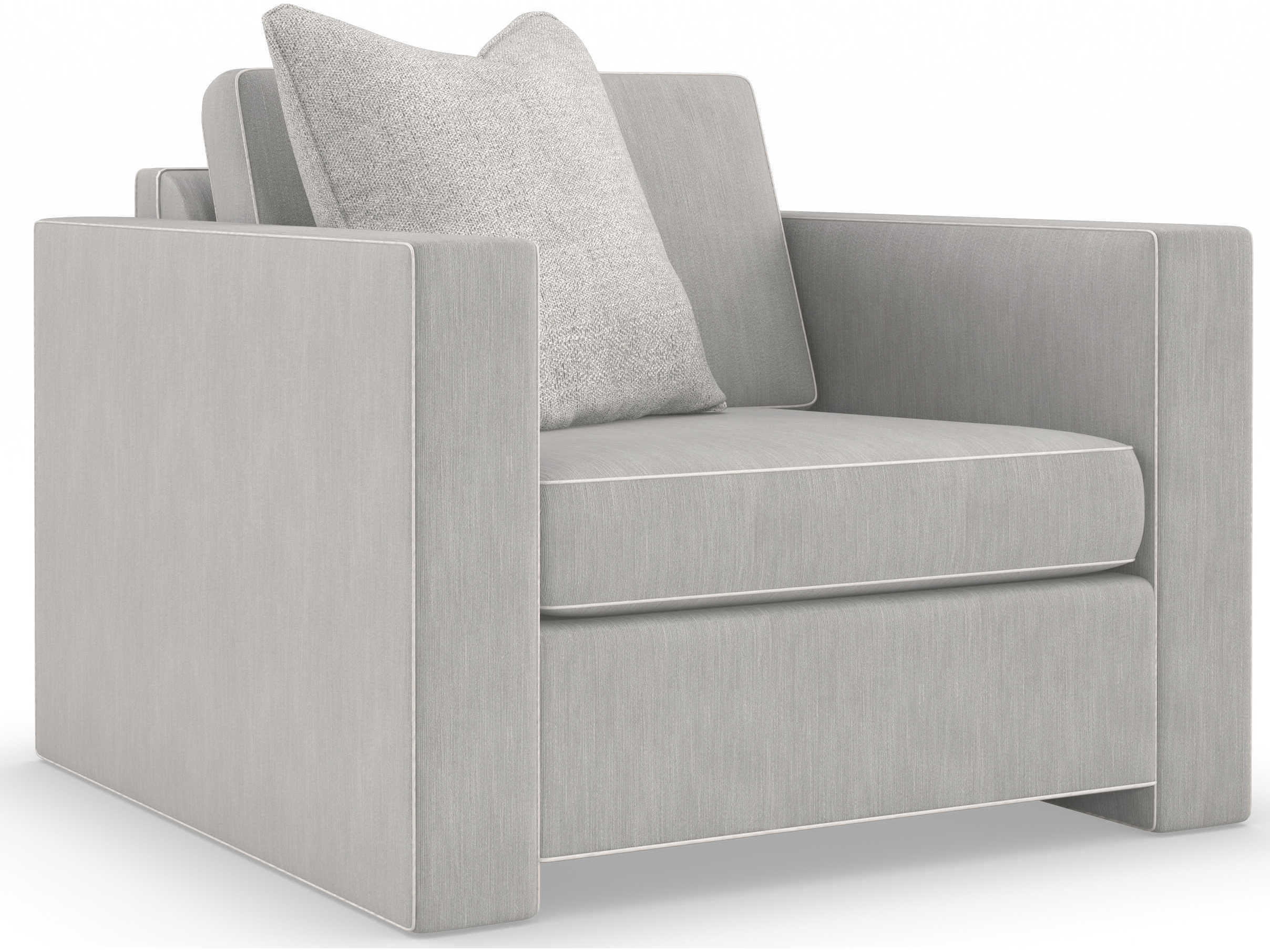 Caracole Upholstery Welt Played Gray Fabric Club Chair