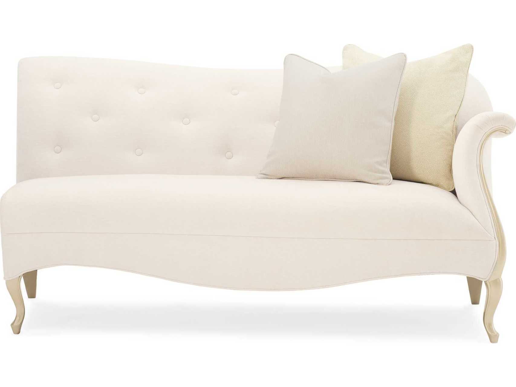 Caracole Classic Two to Tango Right Arm Facing Tufted Pearl White Upholstered Loveseat