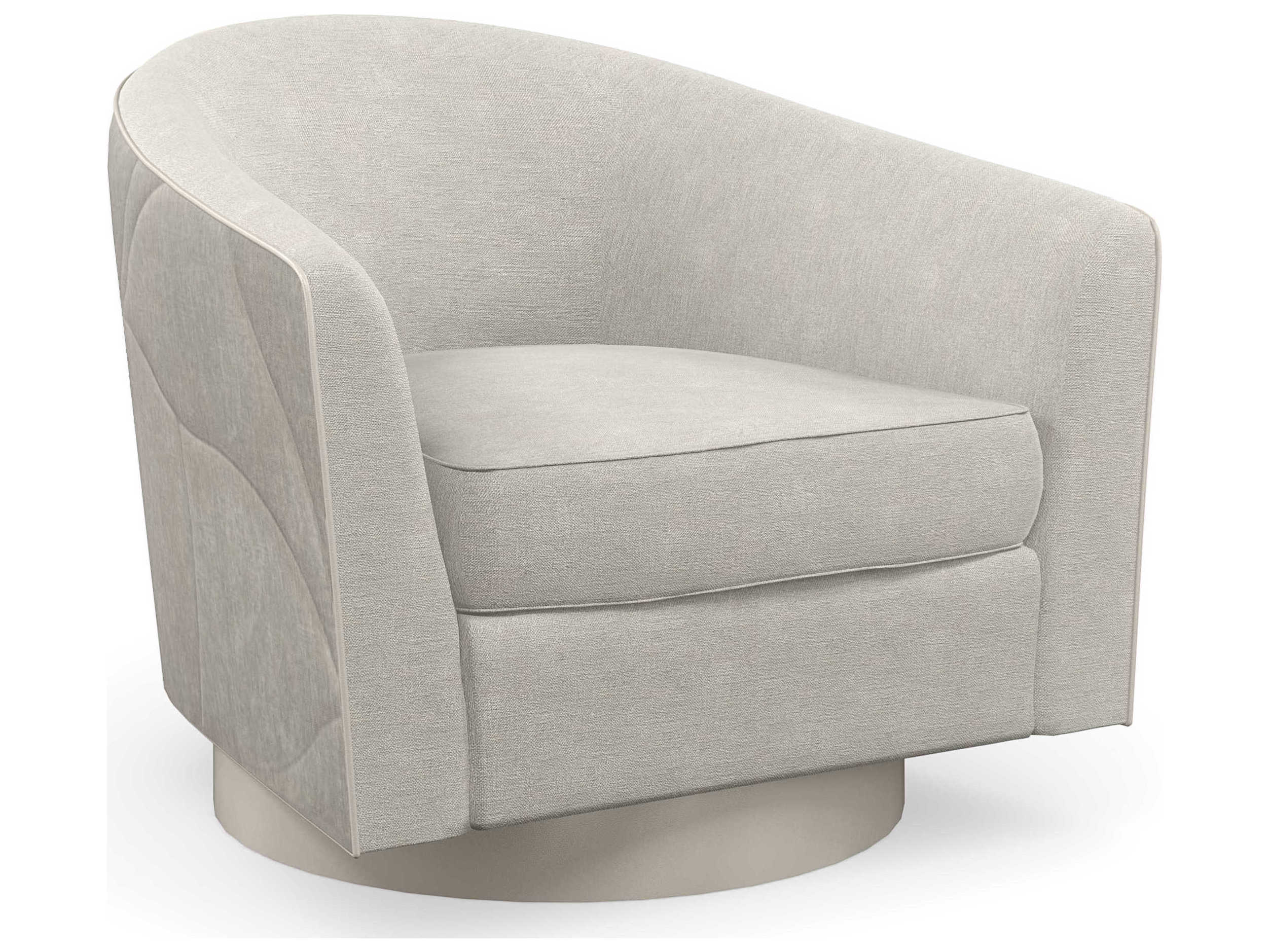 Caracole Classic Fanciful Swivel Gray Fabric Accent Chair