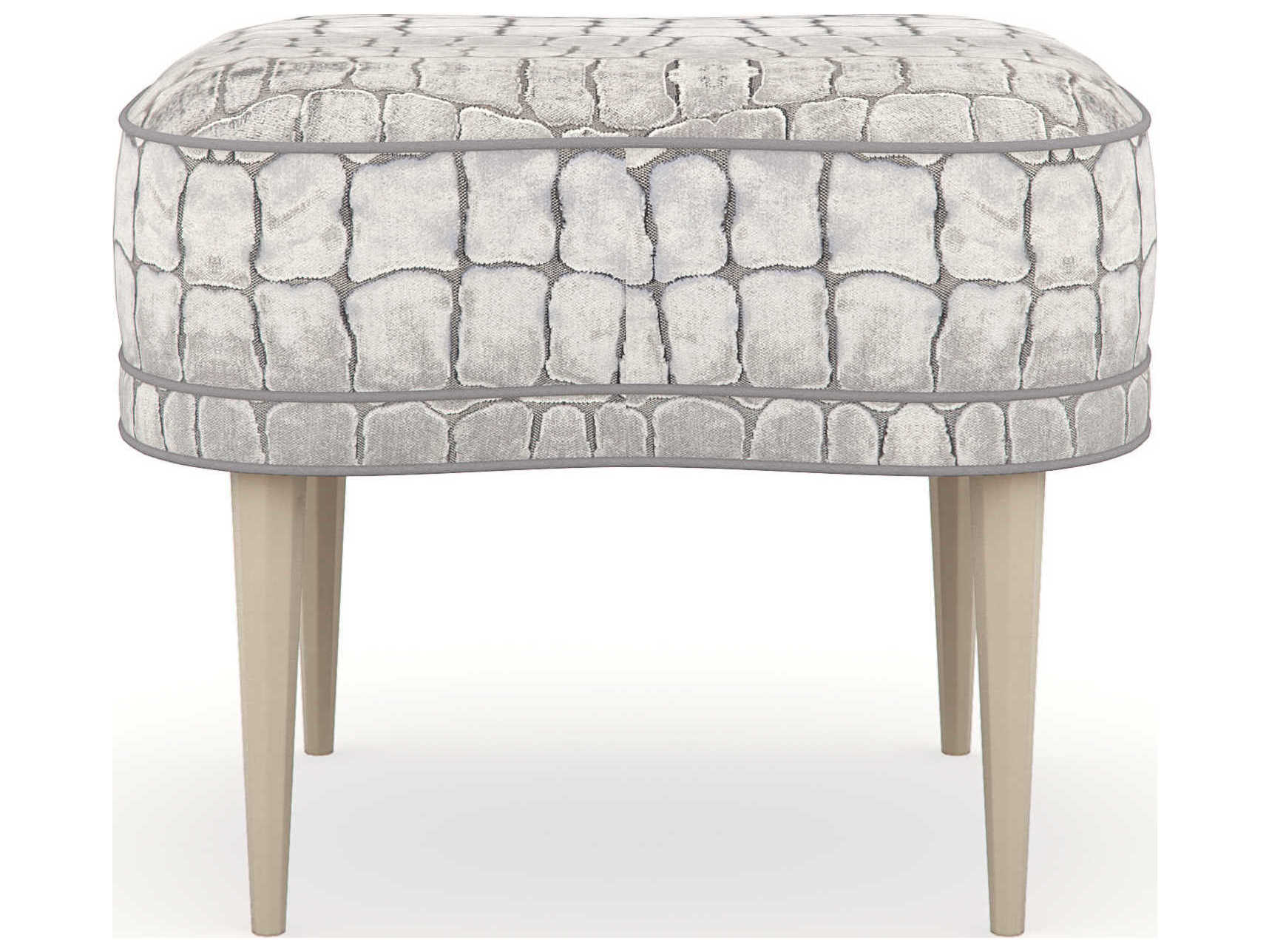 Caracole Classic Multiple Choice Soft Silver Leaf Upholstered Accent Stool