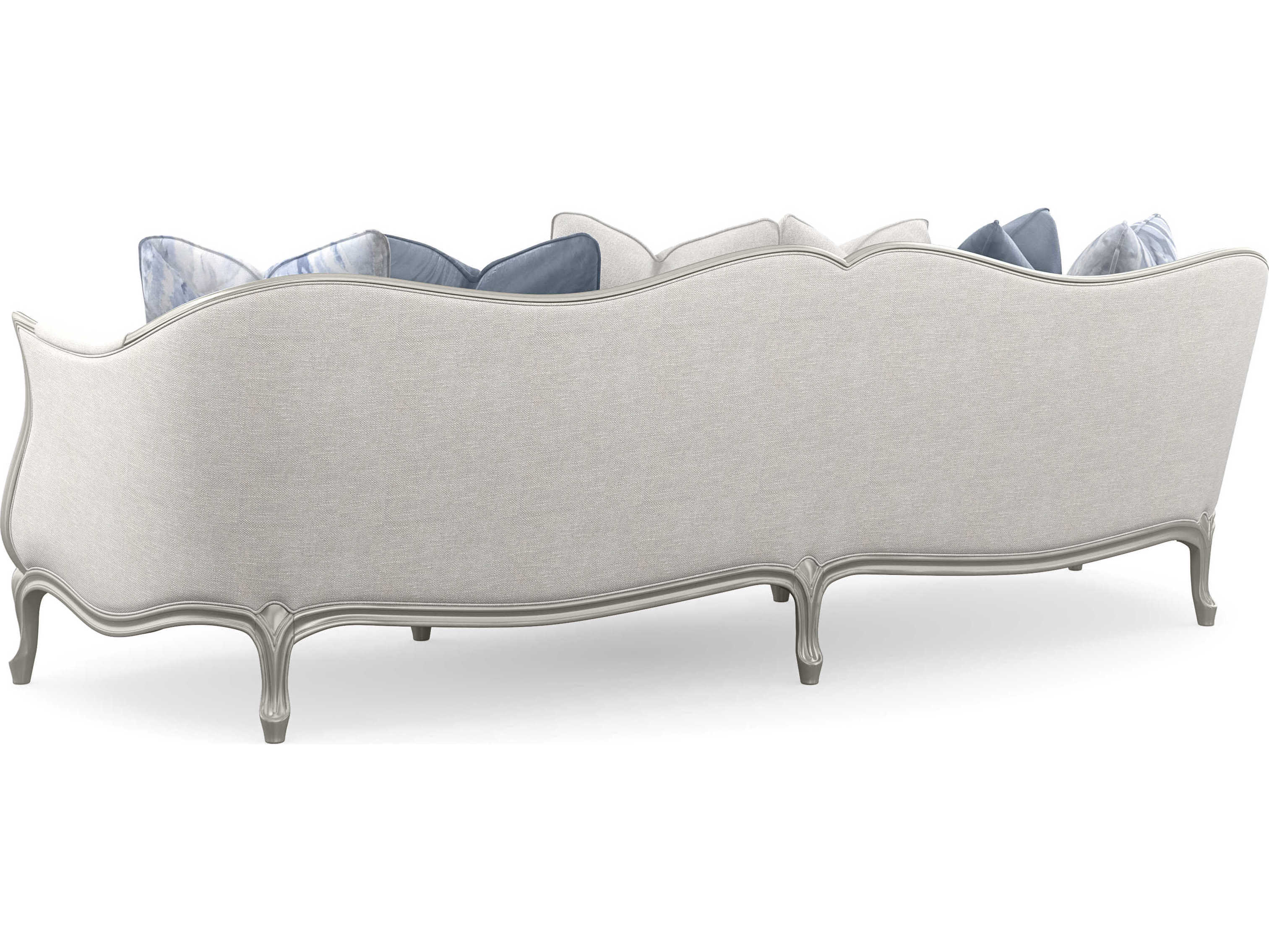 Caracole Classic Special Invitation Soft Silver Paint White Upholstered Sofa