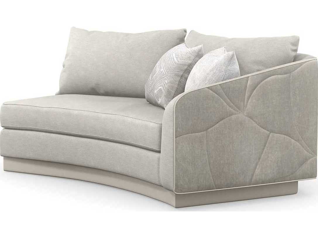 Caracole Classic Fanciful Right Arm Facing Gray Upholstered Loveseat