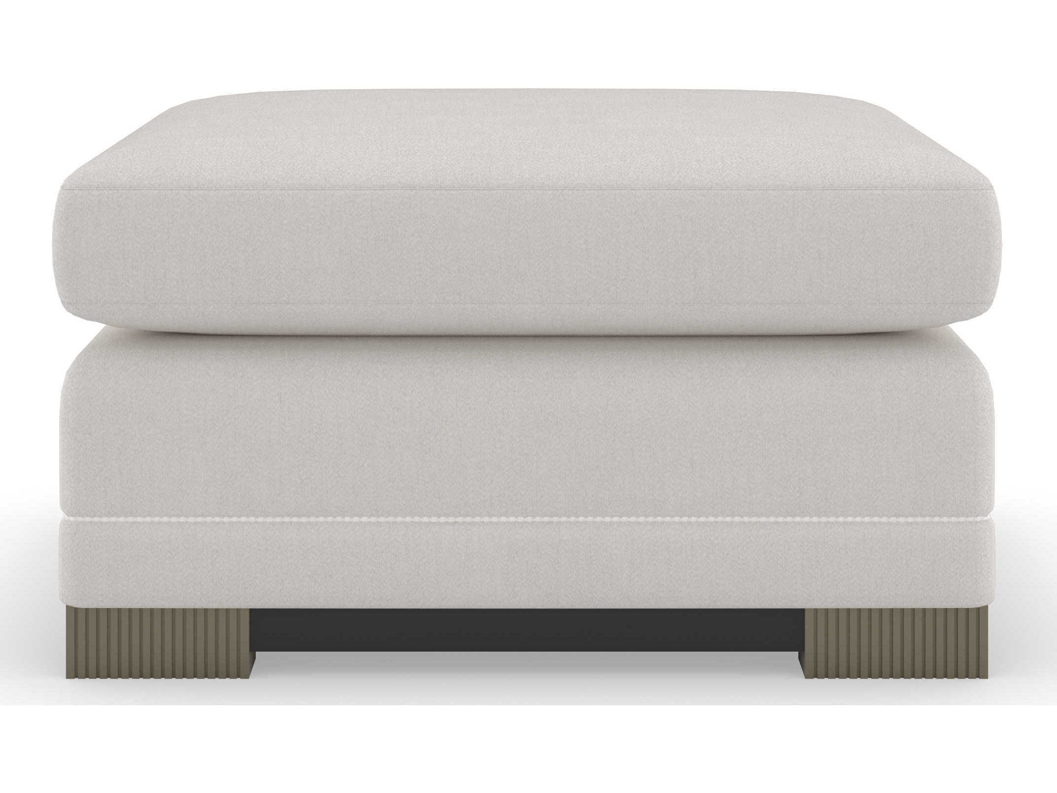 Caracole Upholstery Deep Retreat Dark Chocolate Silver Shadow White Upholstered Ottoman