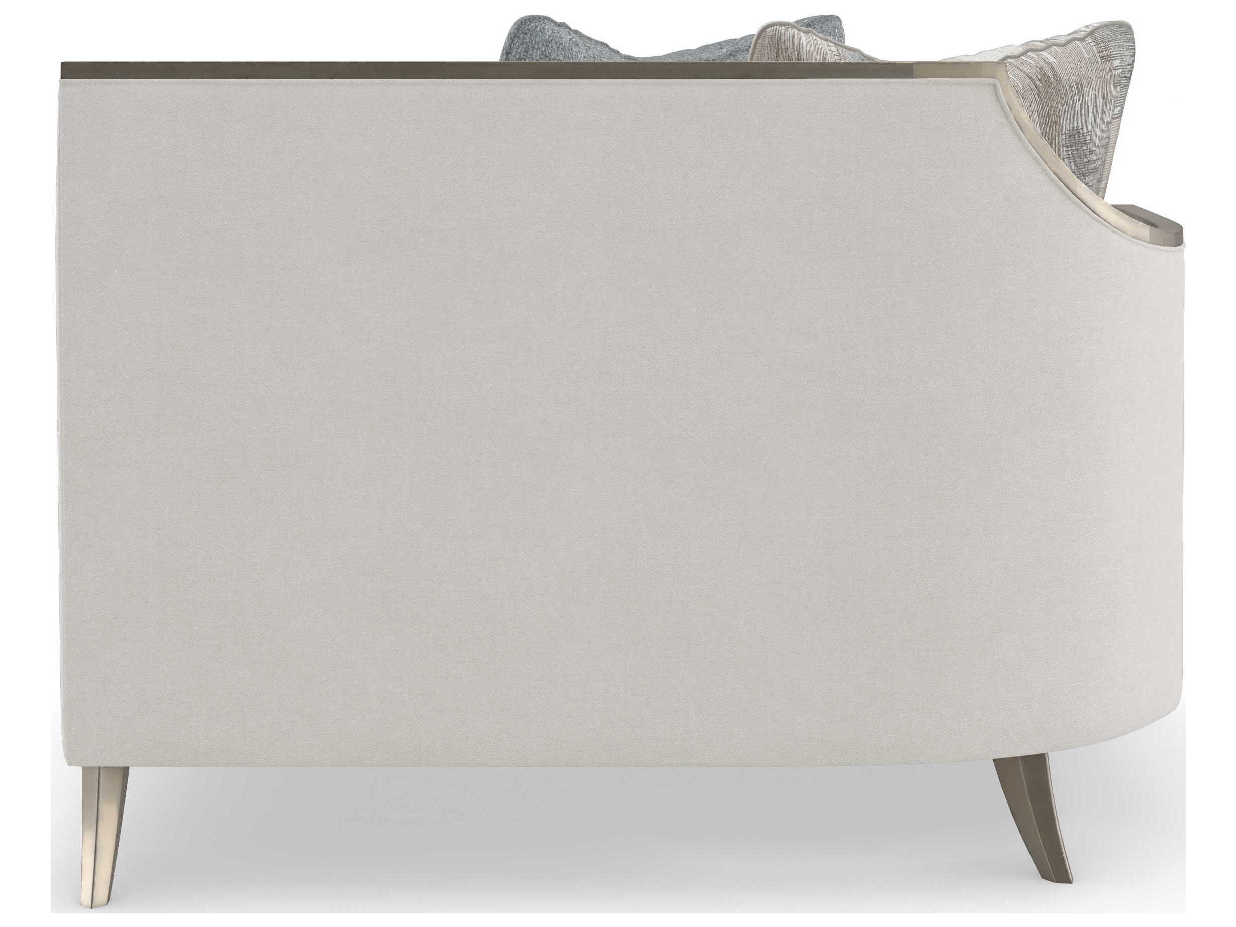 Caracole Upholstery X Factor LAF Charcoal Leaf White Upholstered Loveseat