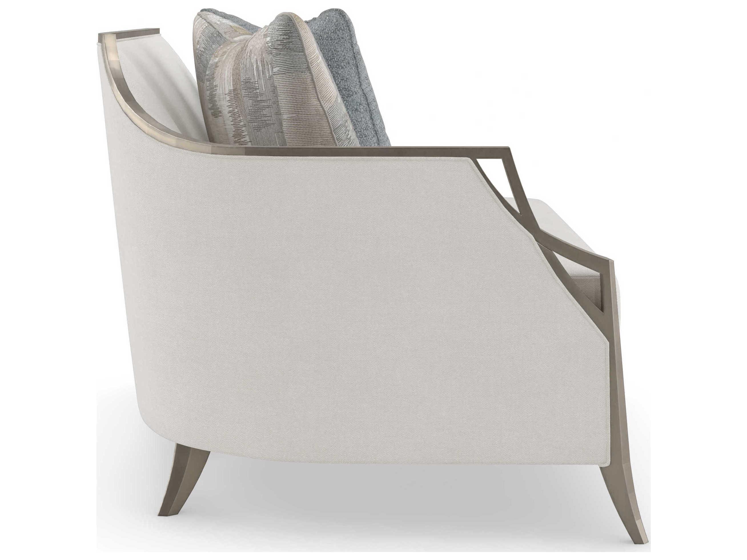 Caracole Upholstery X Factor LAF Charcoal Leaf White Upholstered Loveseat