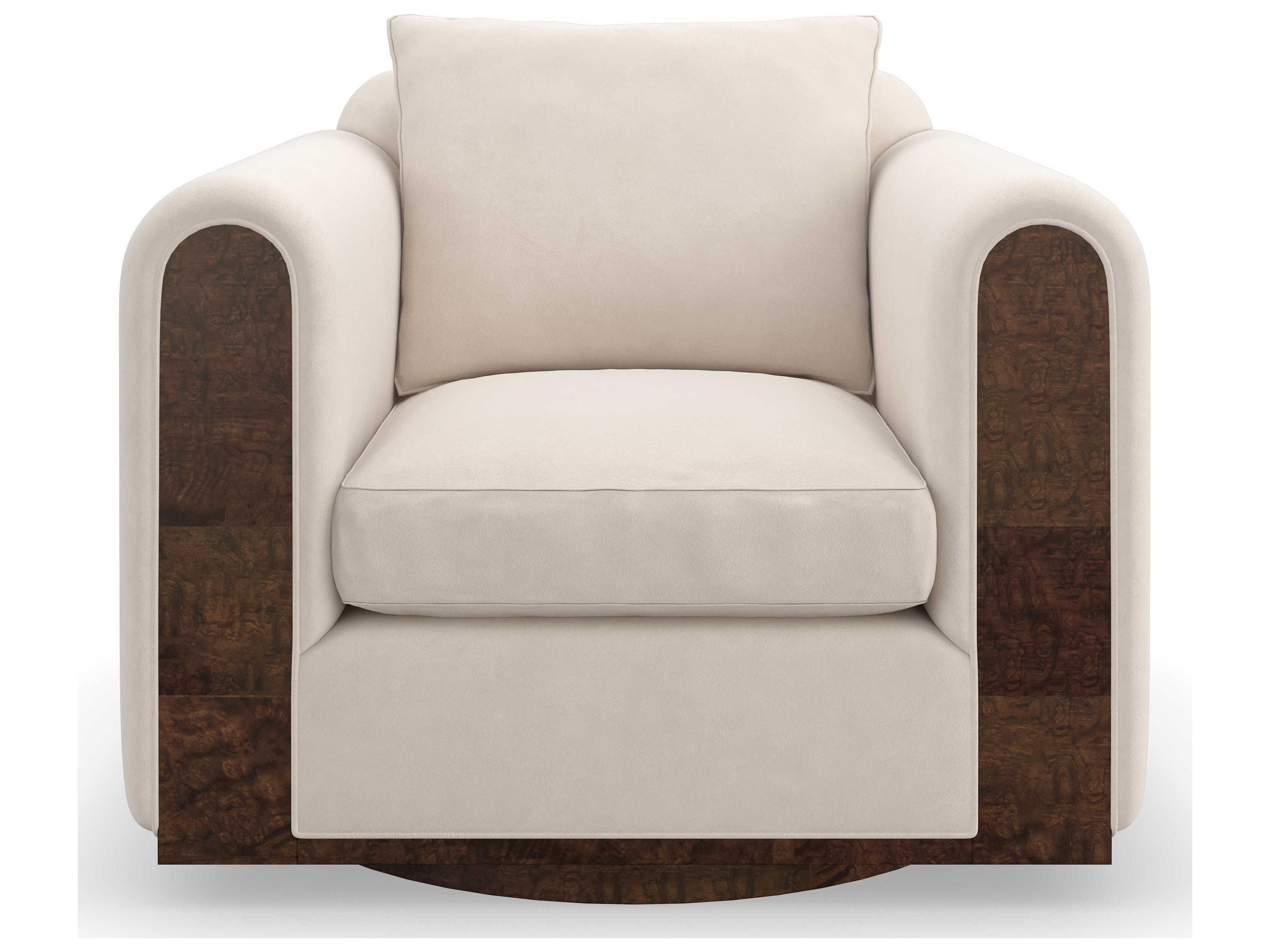 Caracole Upholstery Dimitri Swivel White Fabric Accent Chair