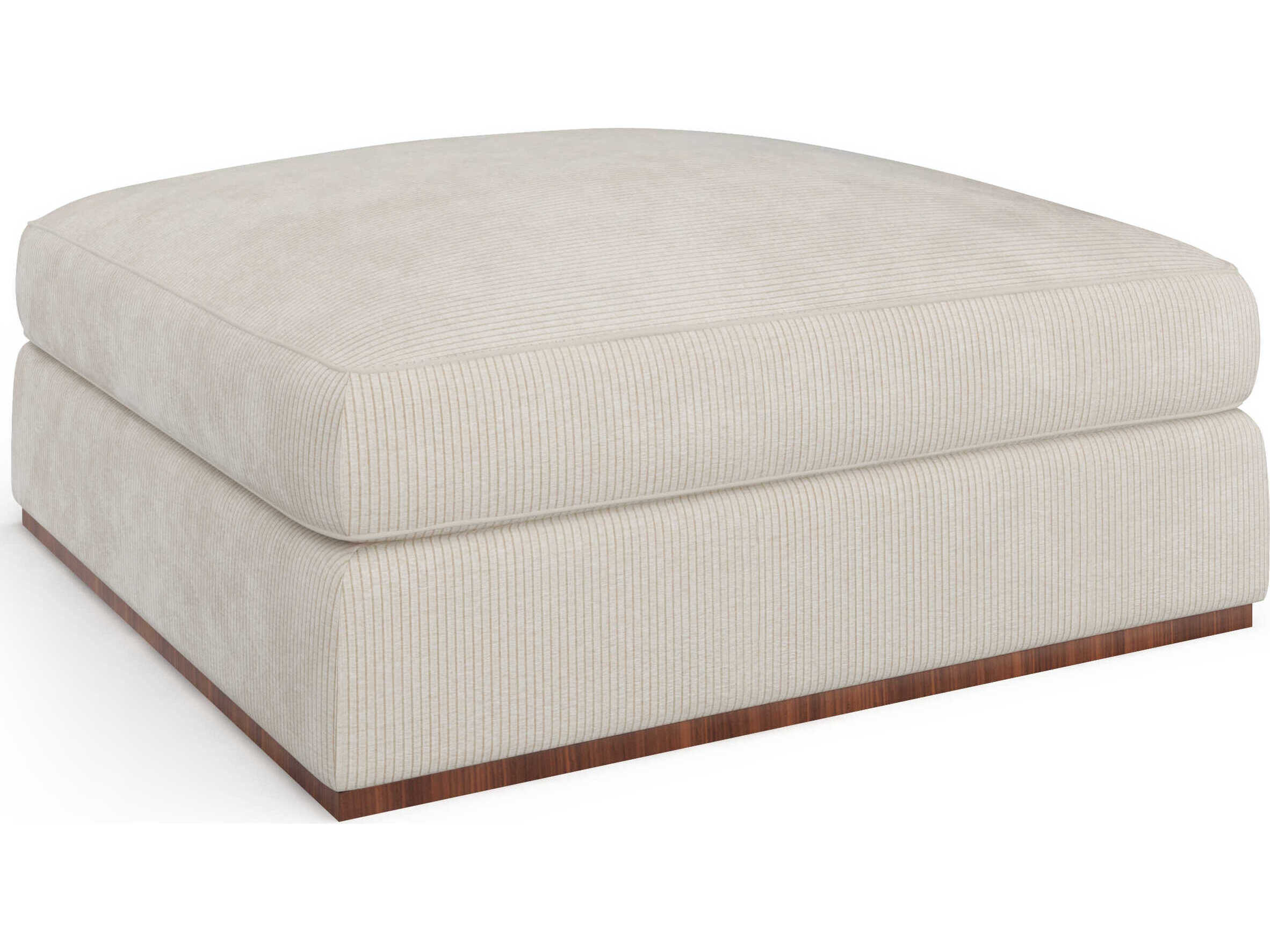 Caracole Bello Retro Walnut Cream Velvet Upholstered Ottoman