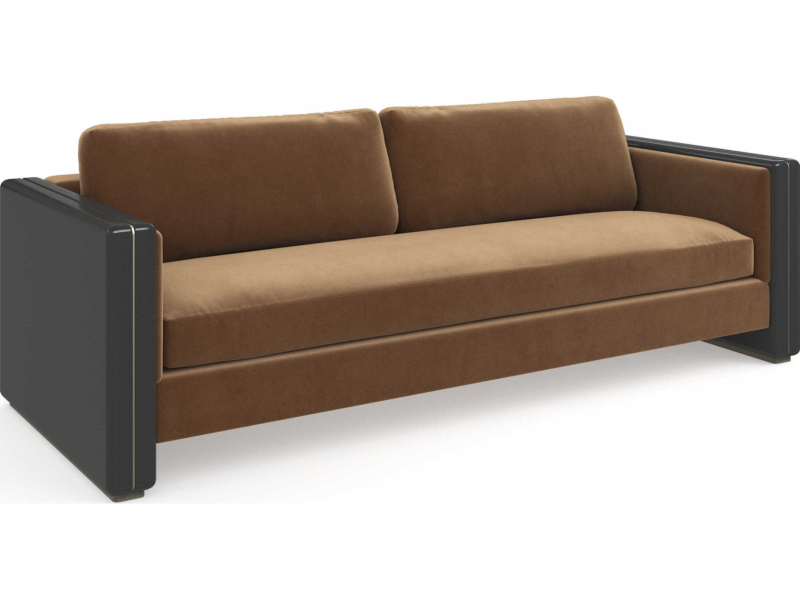 Caracole Gelee Chocolate Truffle Brown Velvet Upholstered Sofa