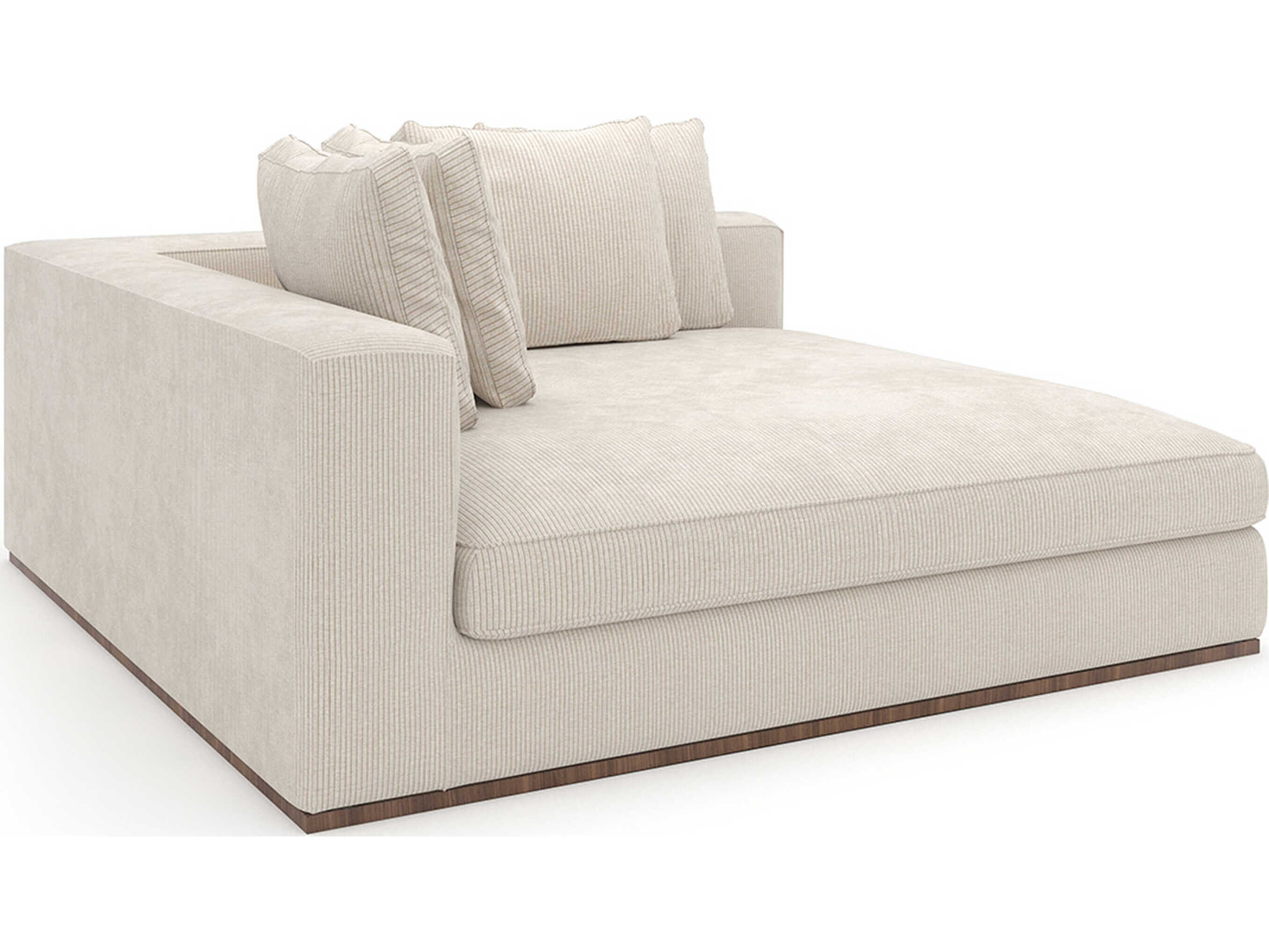 Caracole Bello Retro Walnut Cream Velvet Upholstered Chaise