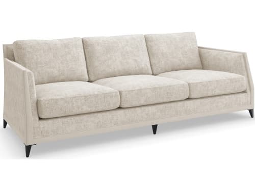 Caracole Brushed Deep Bronze Beige Upholstered Sofa
