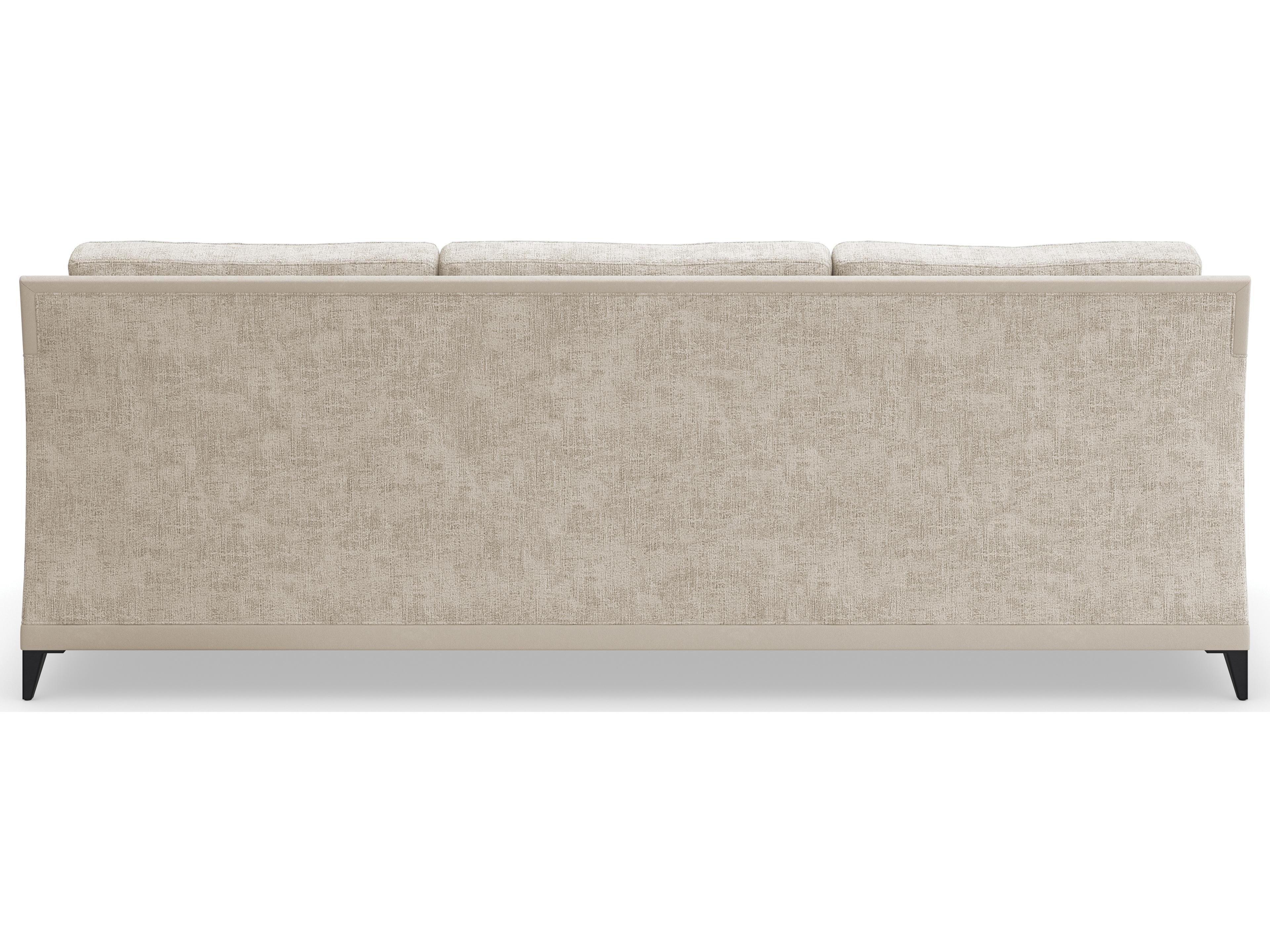 Caracole Brushed Deep Bronze Beige Upholstered Sofa