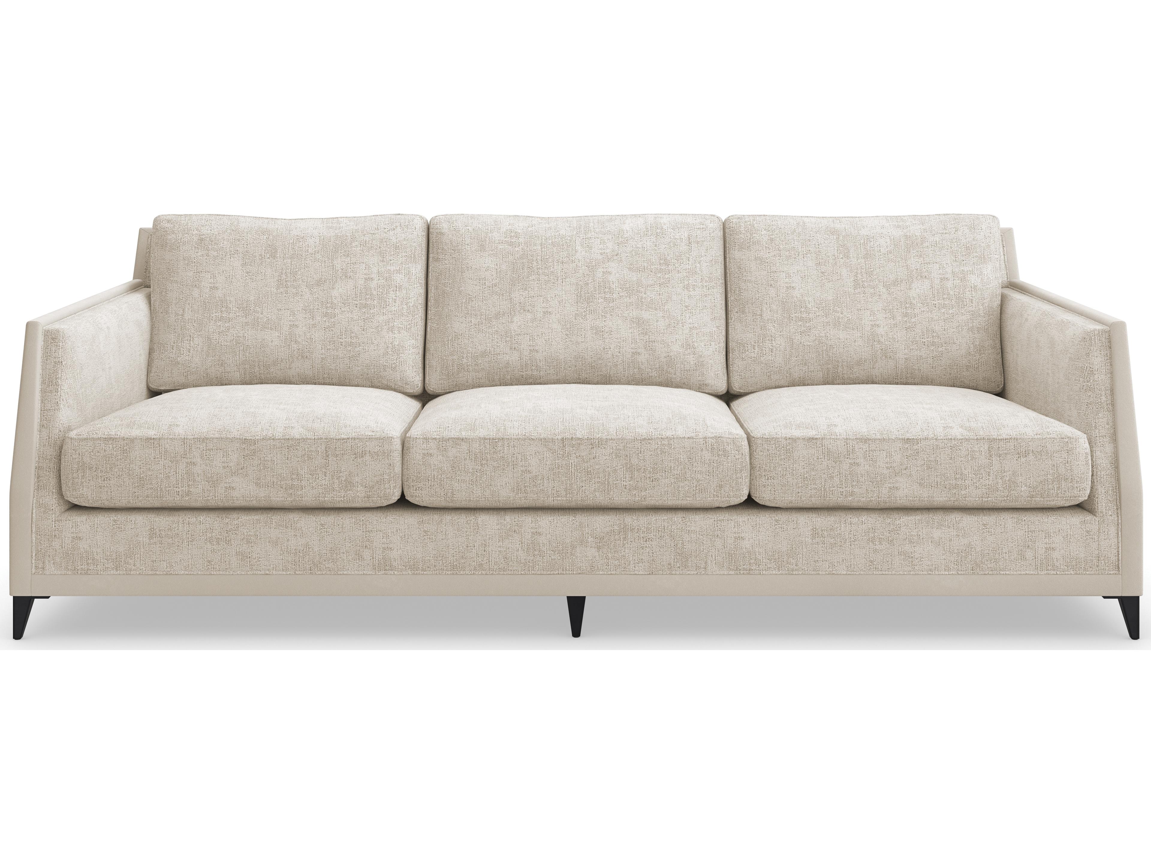 Caracole Brushed Deep Bronze Beige Upholstered Sofa