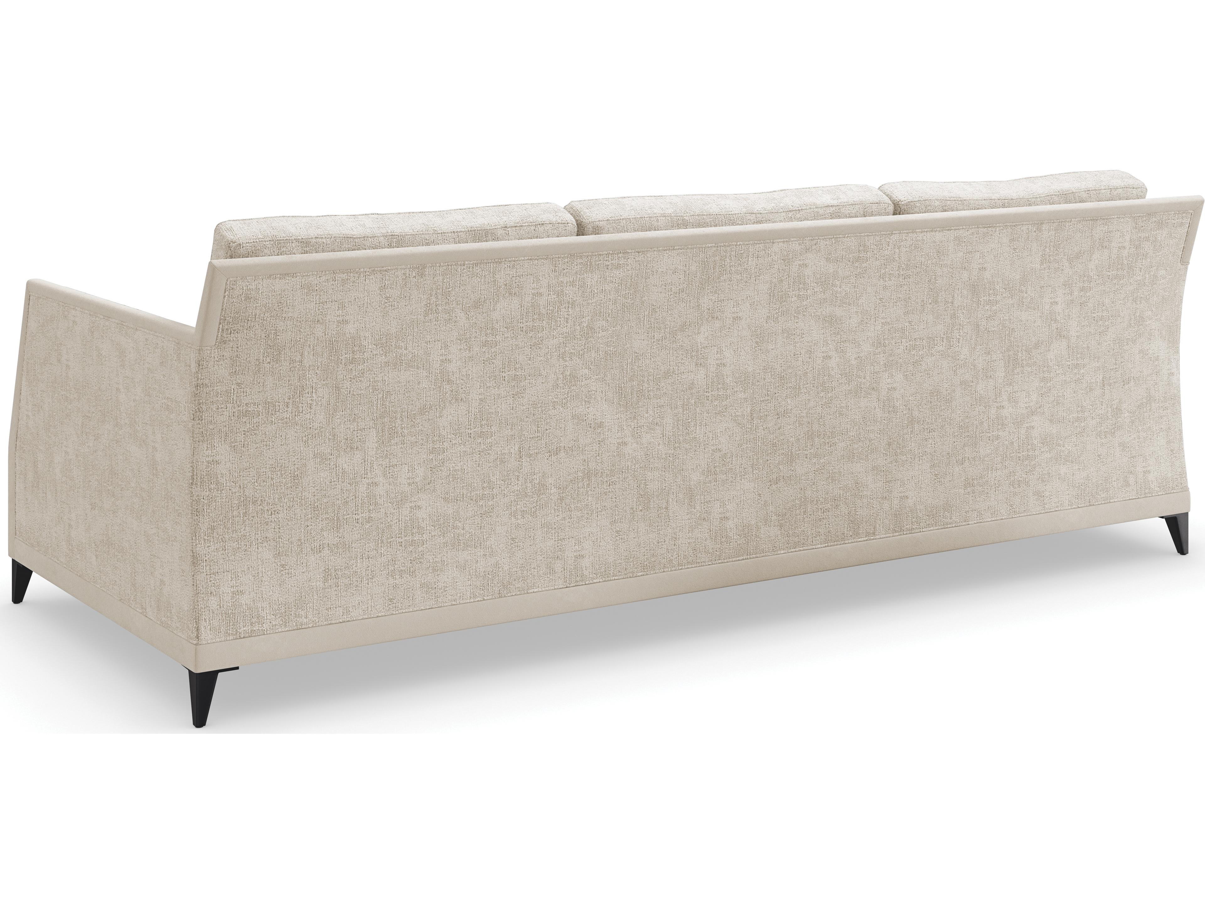 Caracole Brushed Deep Bronze Beige Upholstered Sofa