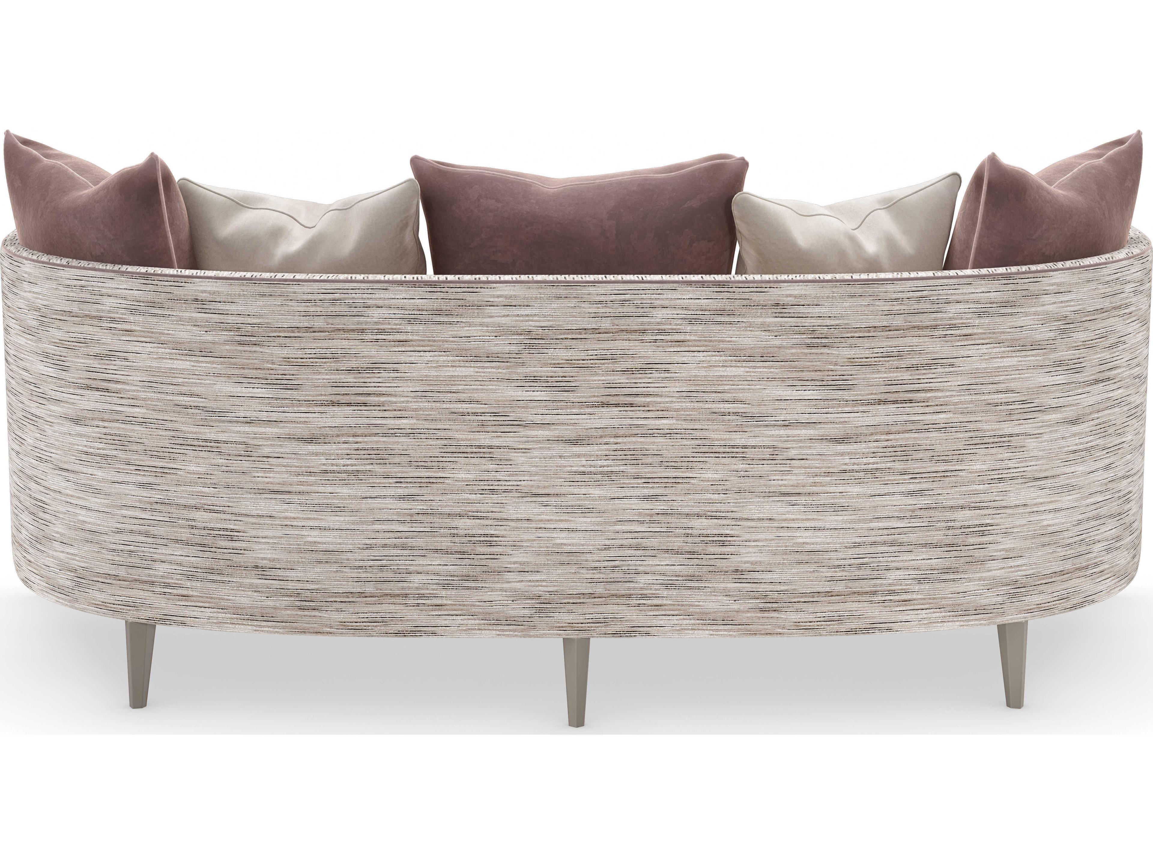 Caracole Upholstery Piping Hot Soft Silver Paint Gray Upholstered Sofa