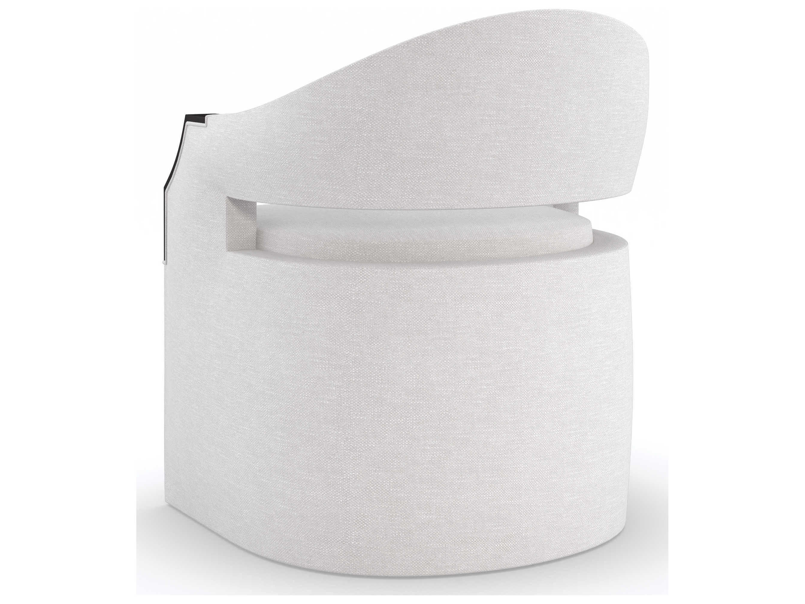 Caracole Upholstery Dinner Roll Birch Wood White Upholstered Arm Dining Chair