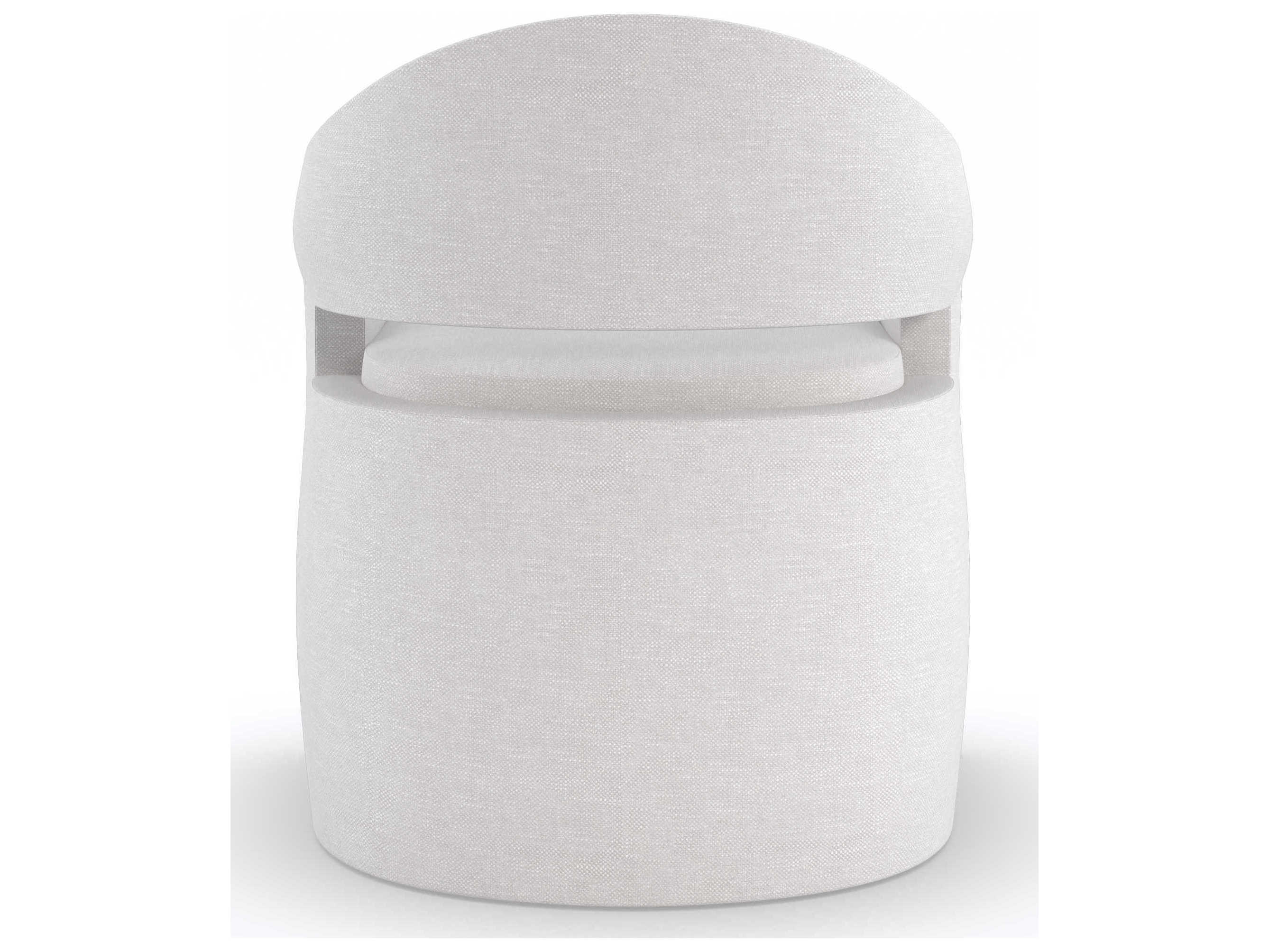 Caracole Upholstery Dinner Roll Birch Wood White Upholstered Arm Dining Chair