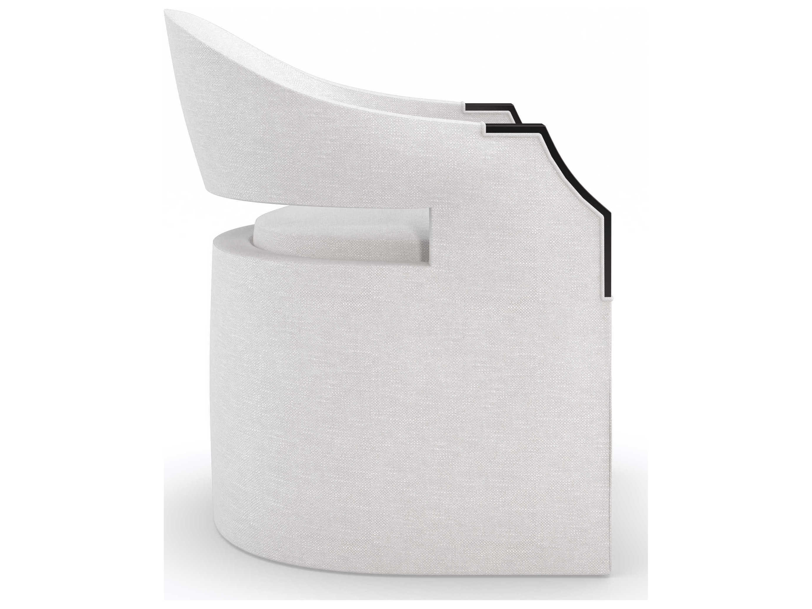 Caracole Upholstery Dinner Roll Birch Wood White Upholstered Arm Dining Chair