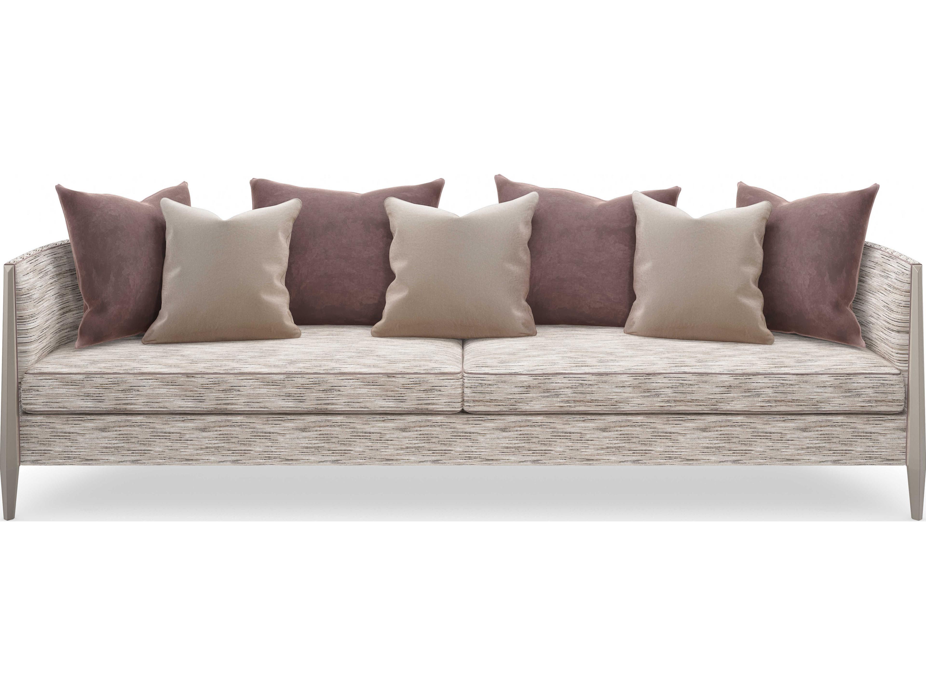 Caracole Upholstery Piping Hot Soft Silver Paint Upholstered Sofa