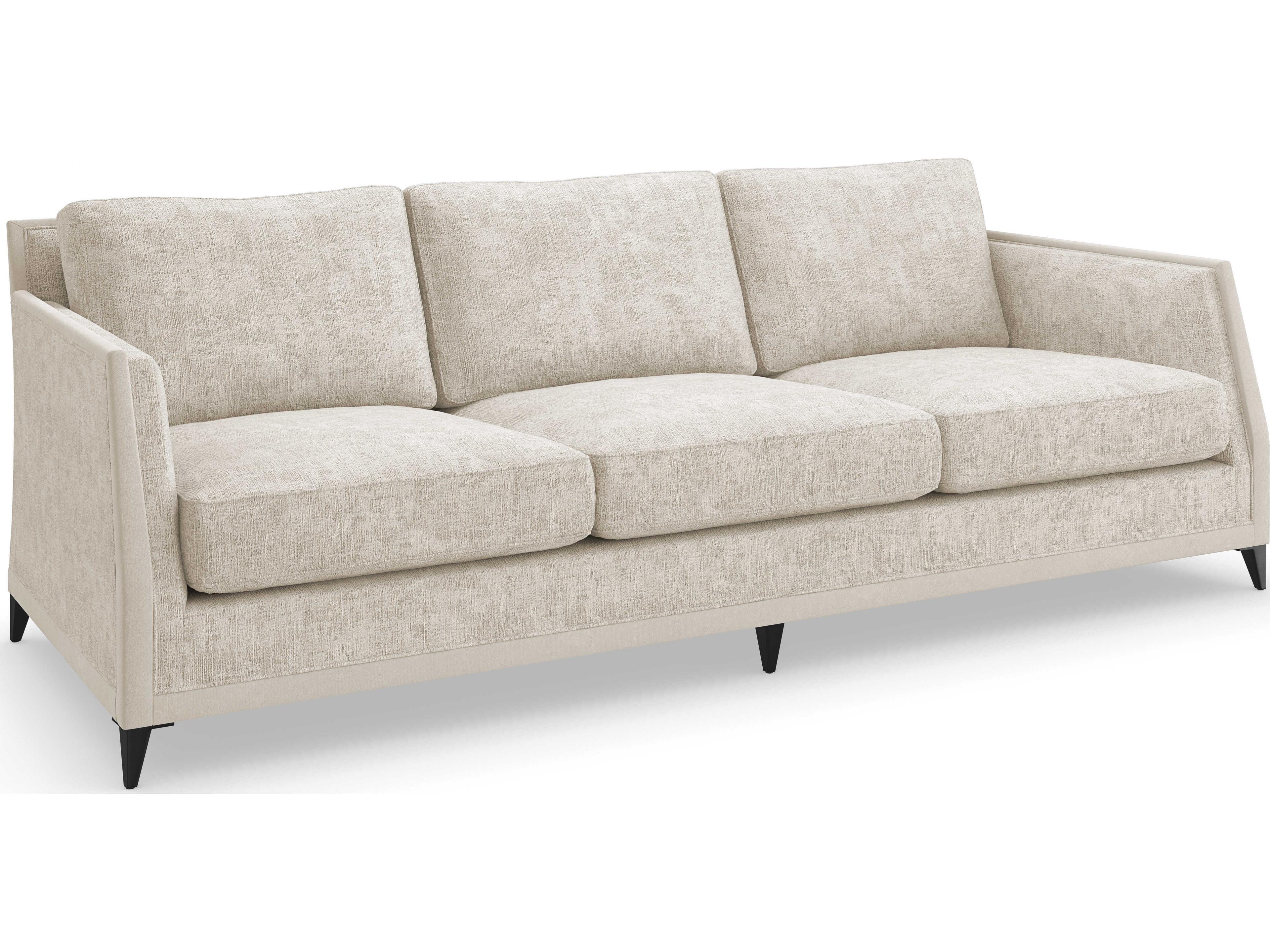 Caracole Upholstery Limitless Brushed Deep Bronze Beige Upholstered Sofa