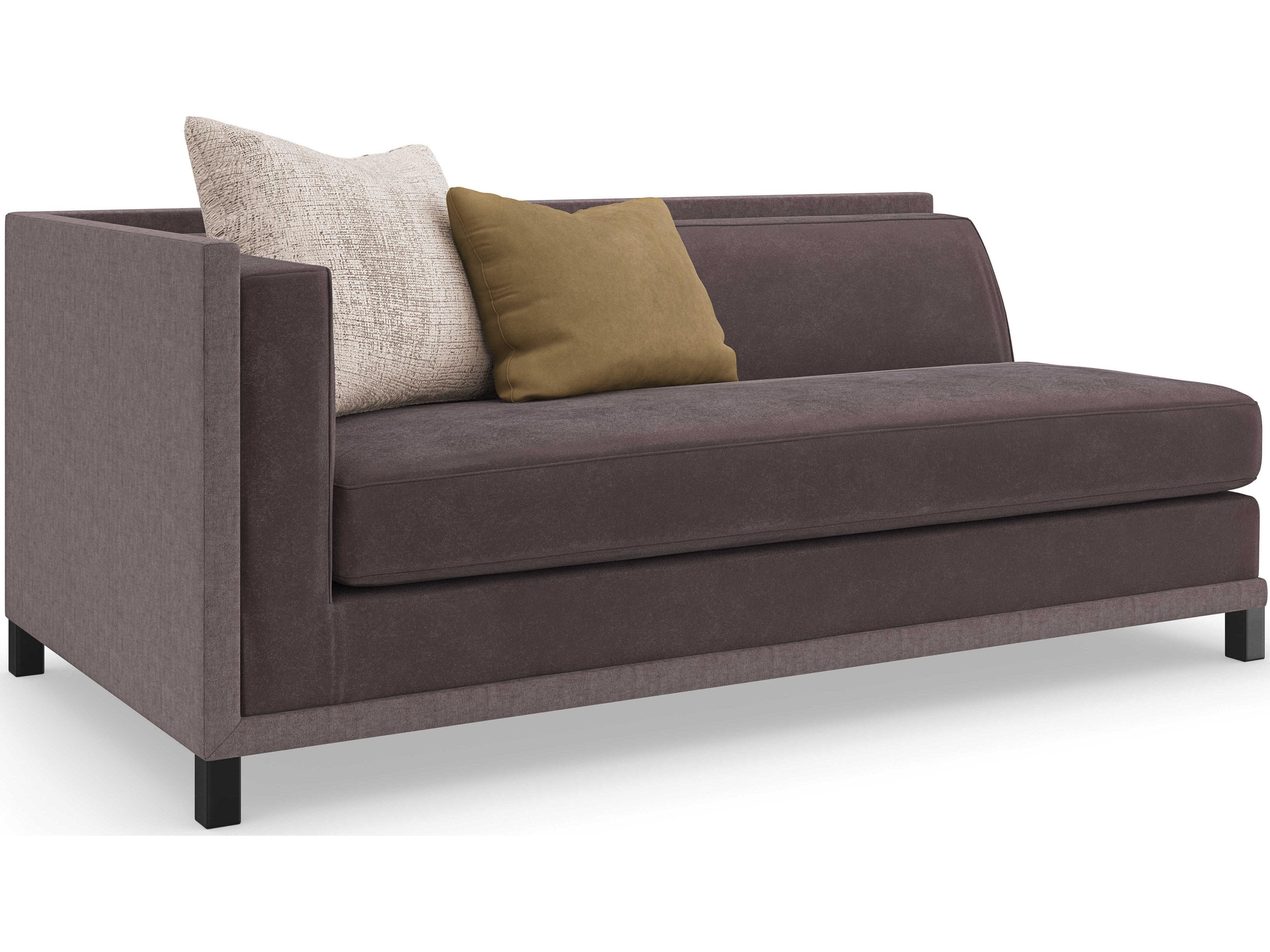 Caracole Upholstery Tuxedo LAF Brushed Deep Bronze Brown Upholstered Loveseat