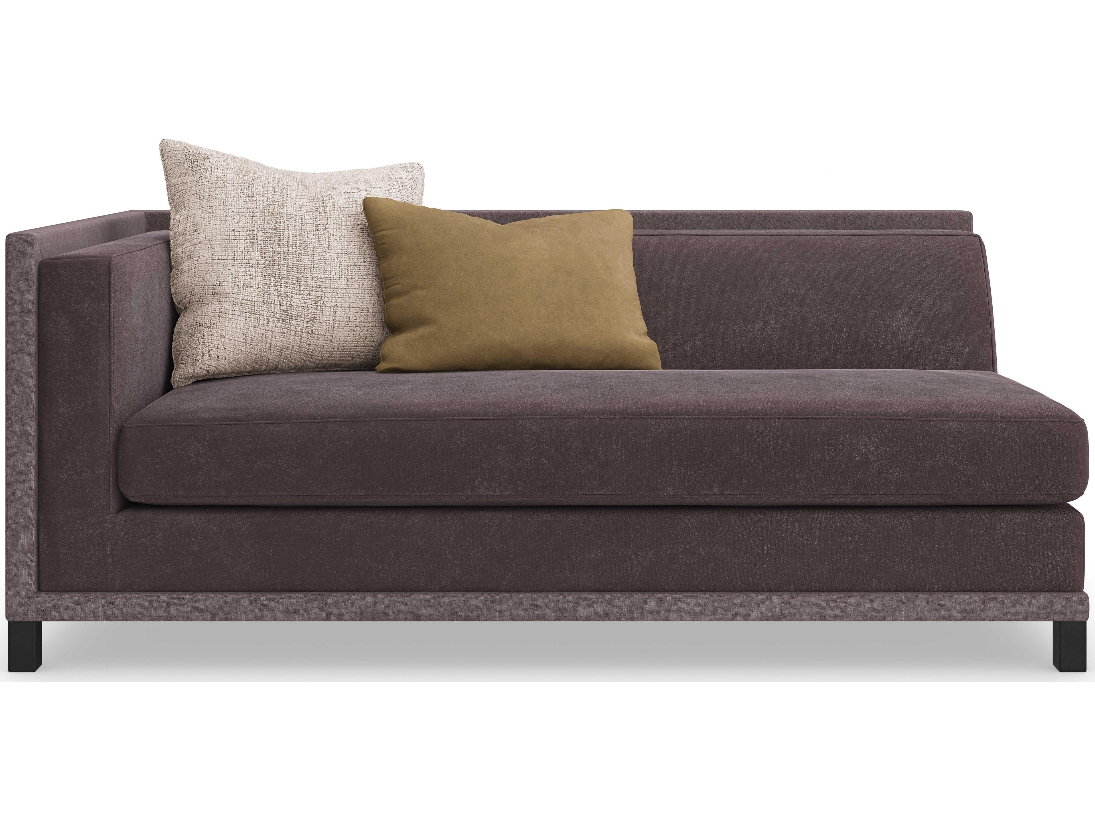 Caracole Upholstery Tuxedo LAF Brushed Deep Bronze Brown Upholstered Loveseat