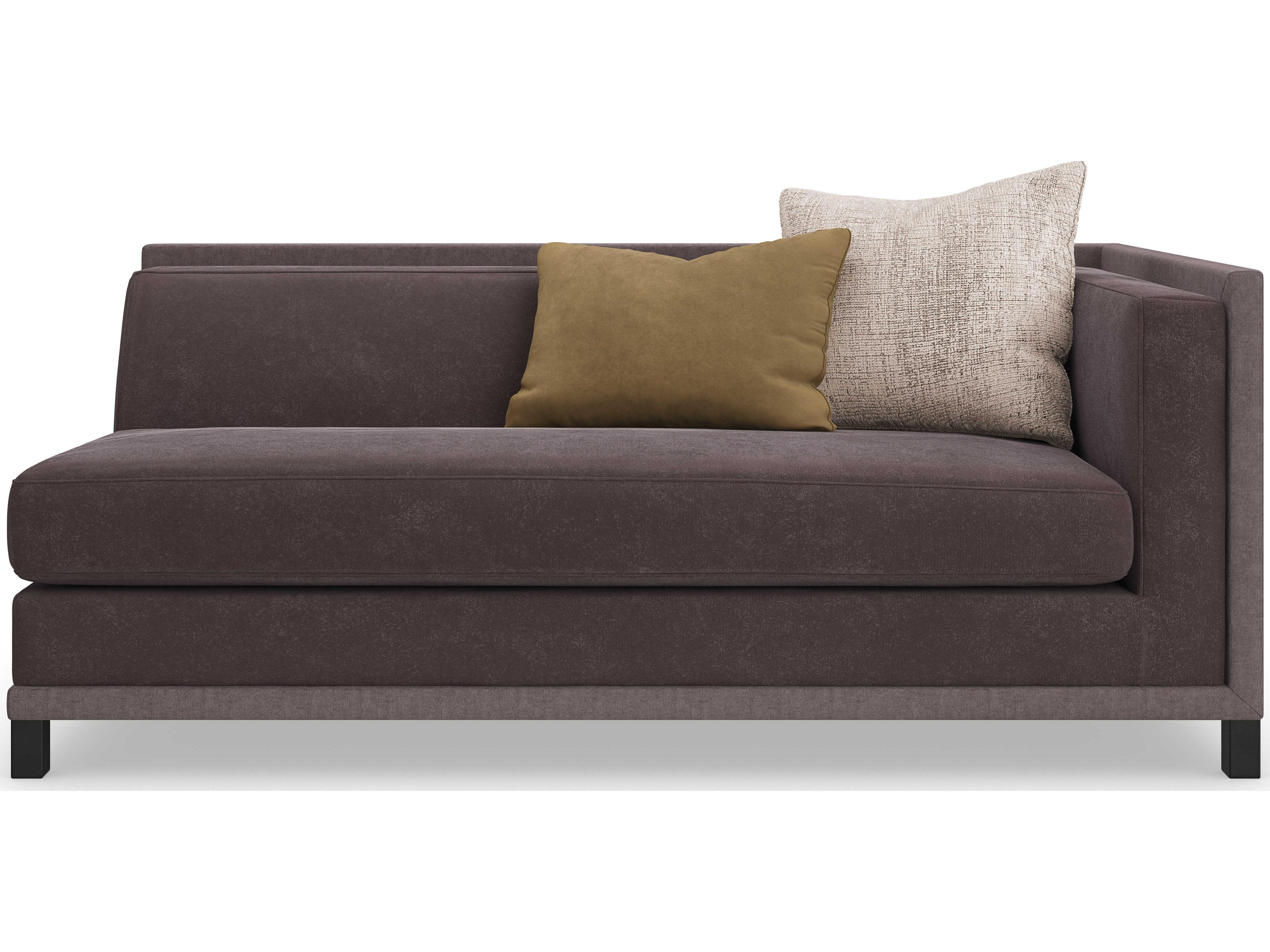 Caracole Upholstery Tuxedo RAF Brushed Deep Bronze Brown Upholstered Loveseat