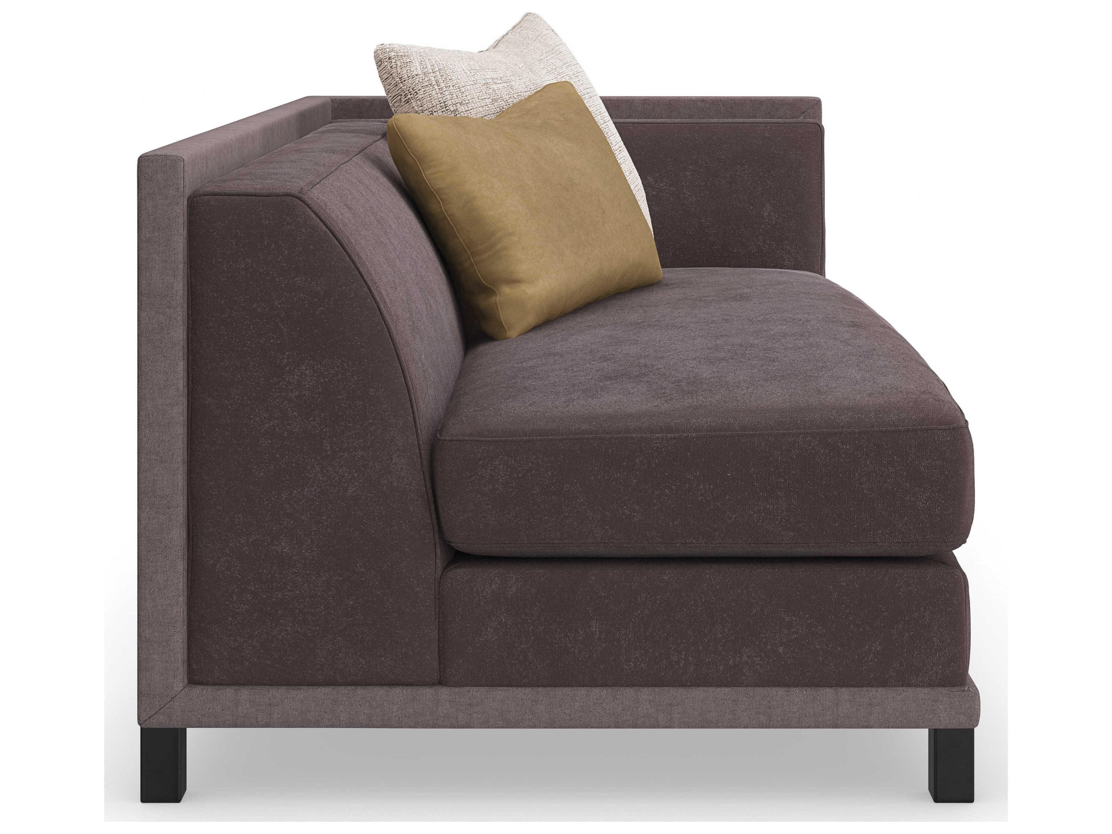 Caracole Upholstery Tuxedo RAF Brushed Deep Bronze Brown Upholstered Loveseat