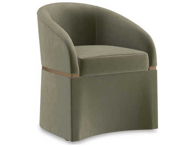 Caracole Upholstery Dune Birch Wood Green Upholstered Arm Dining Chair