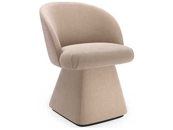 Caracole Upholstery Vuelta Swivel Beige Upholstered Armless Dining Chair