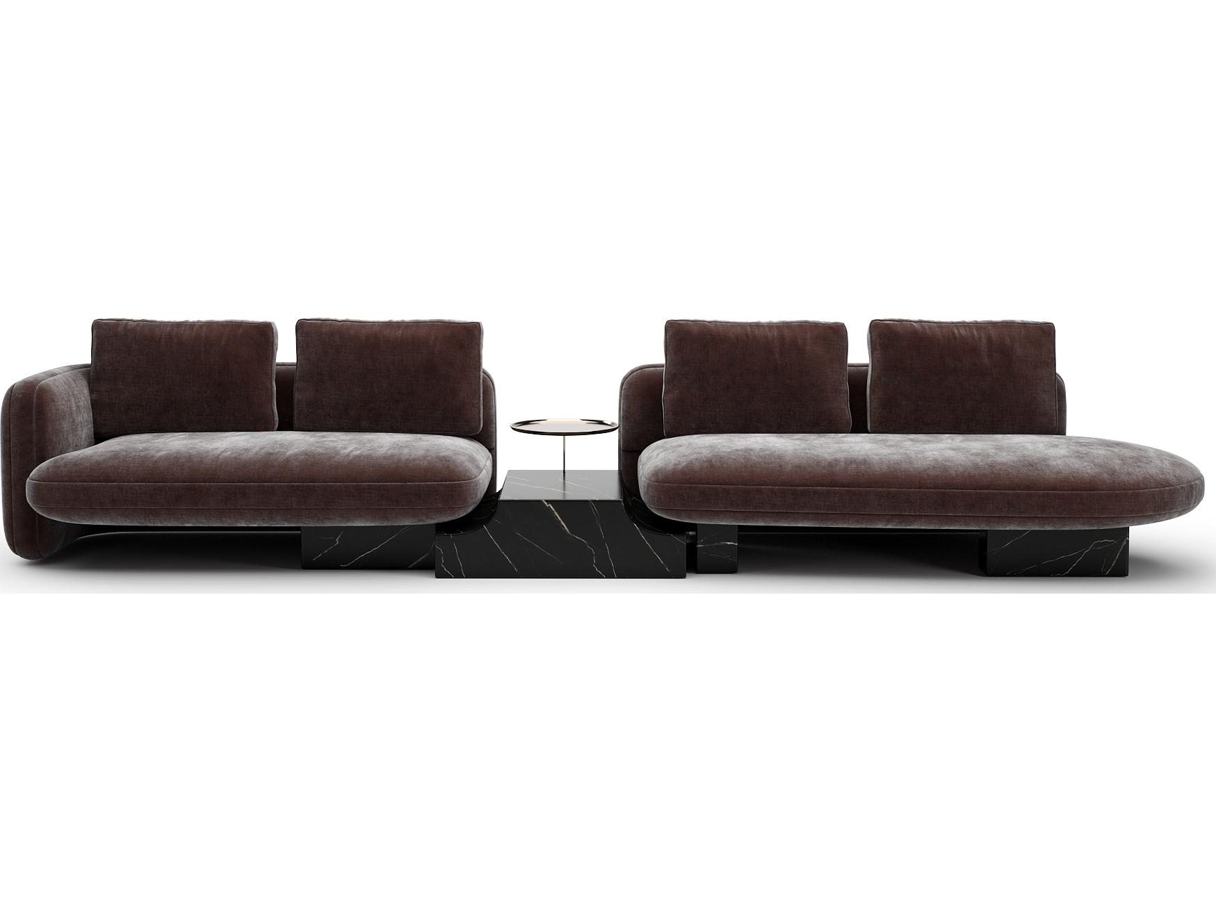 Caracole Overlap Brown Upholstered Sectional Sofa