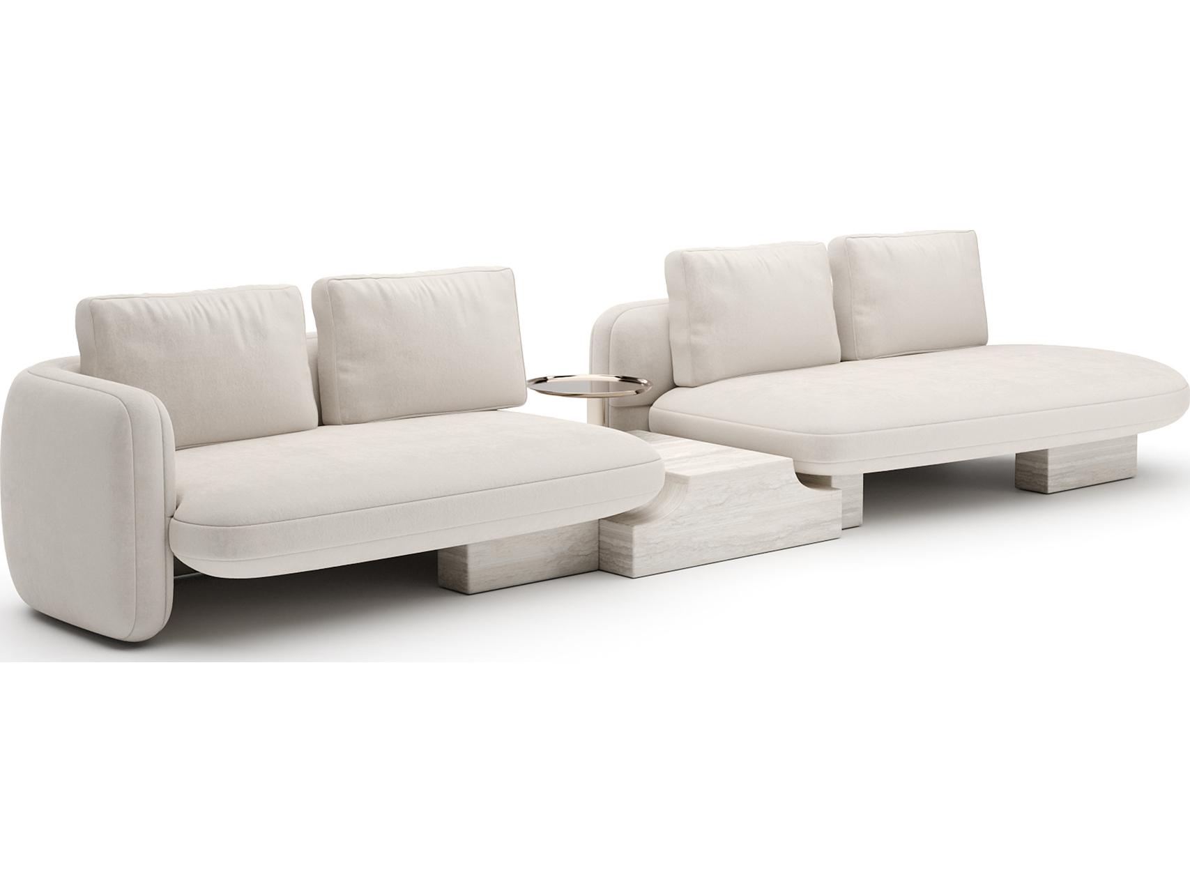 Caracole Overlap White Upholstered Sectional Sofa