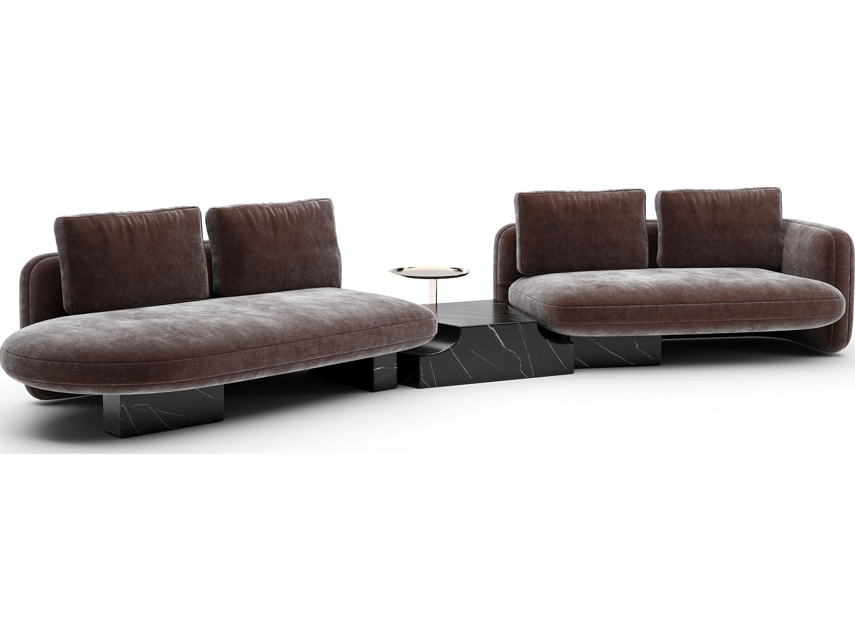 Caracole Overlap Brown Upholstered Sectional Sofa