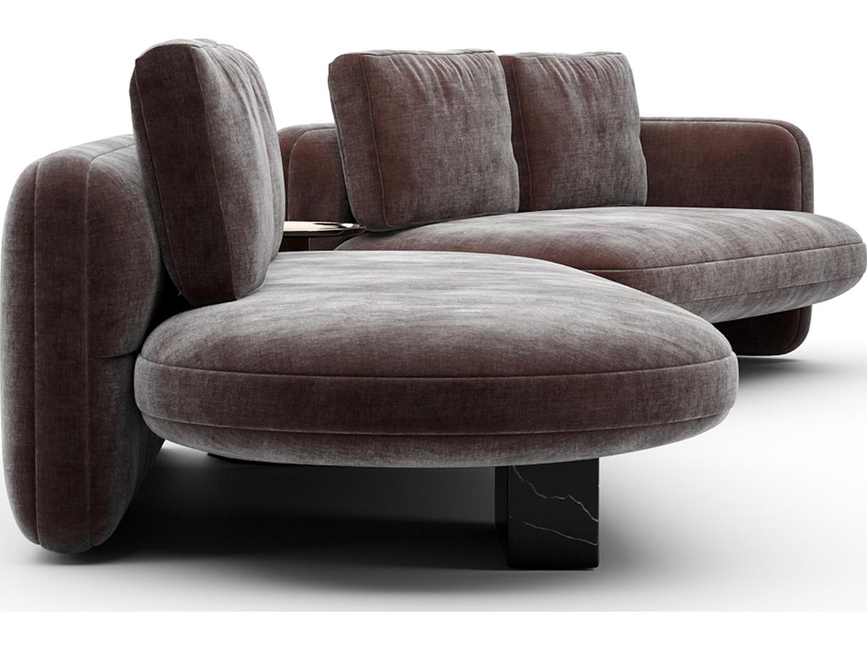 Caracole Overlap Brown Upholstered Sectional Sofa