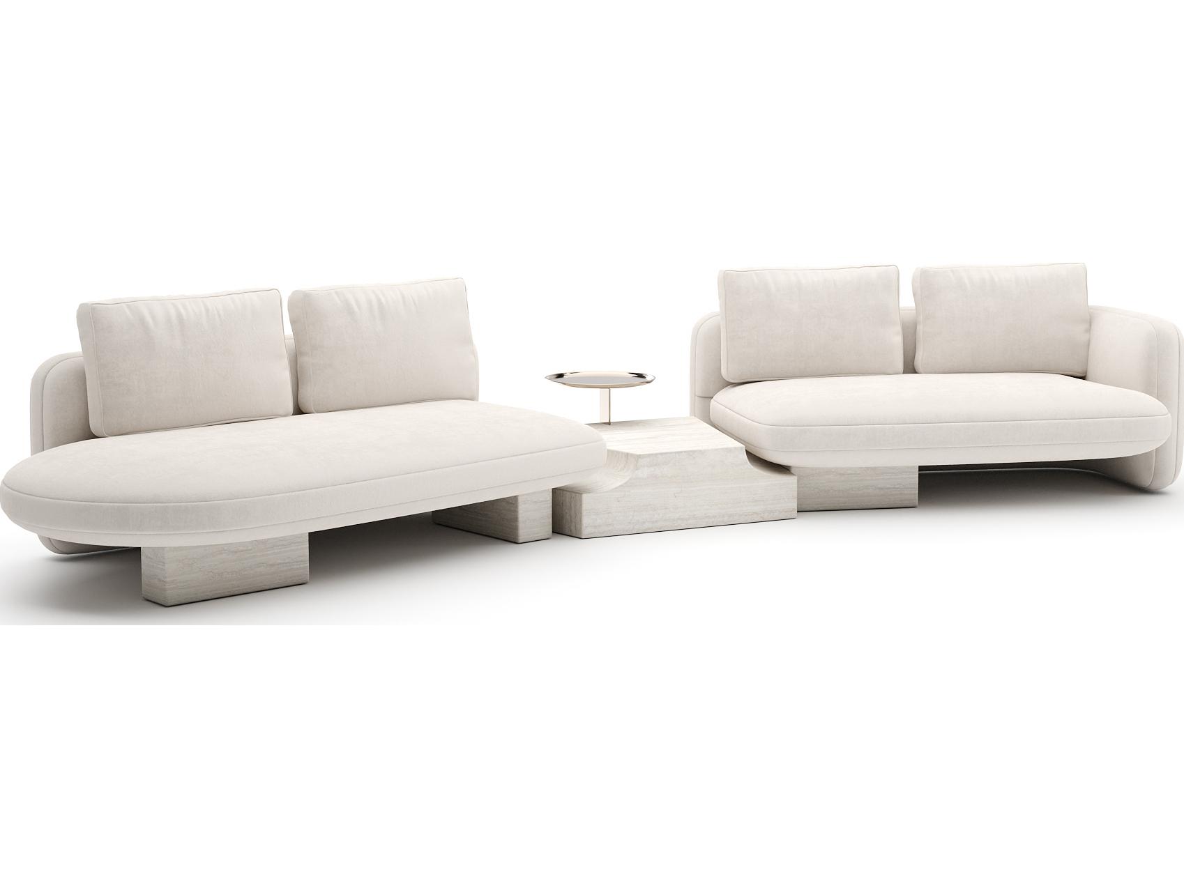 Caracole Overlap White Upholstered Sectional Sofa