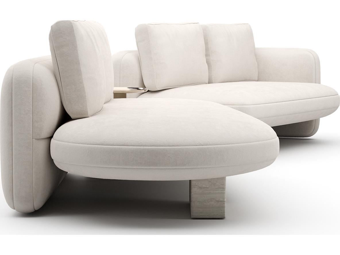 Caracole Overlap White Upholstered Sectional Sofa