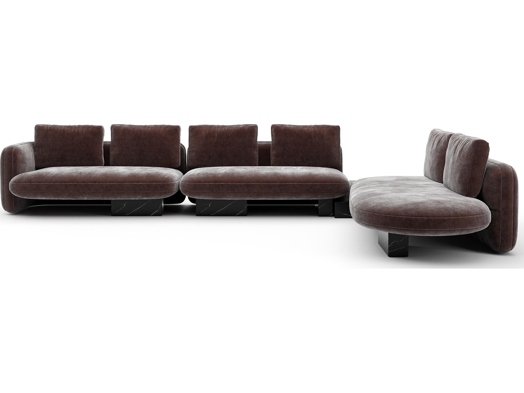 Caracole Overlap Brown Upholstered Sectional Sofa