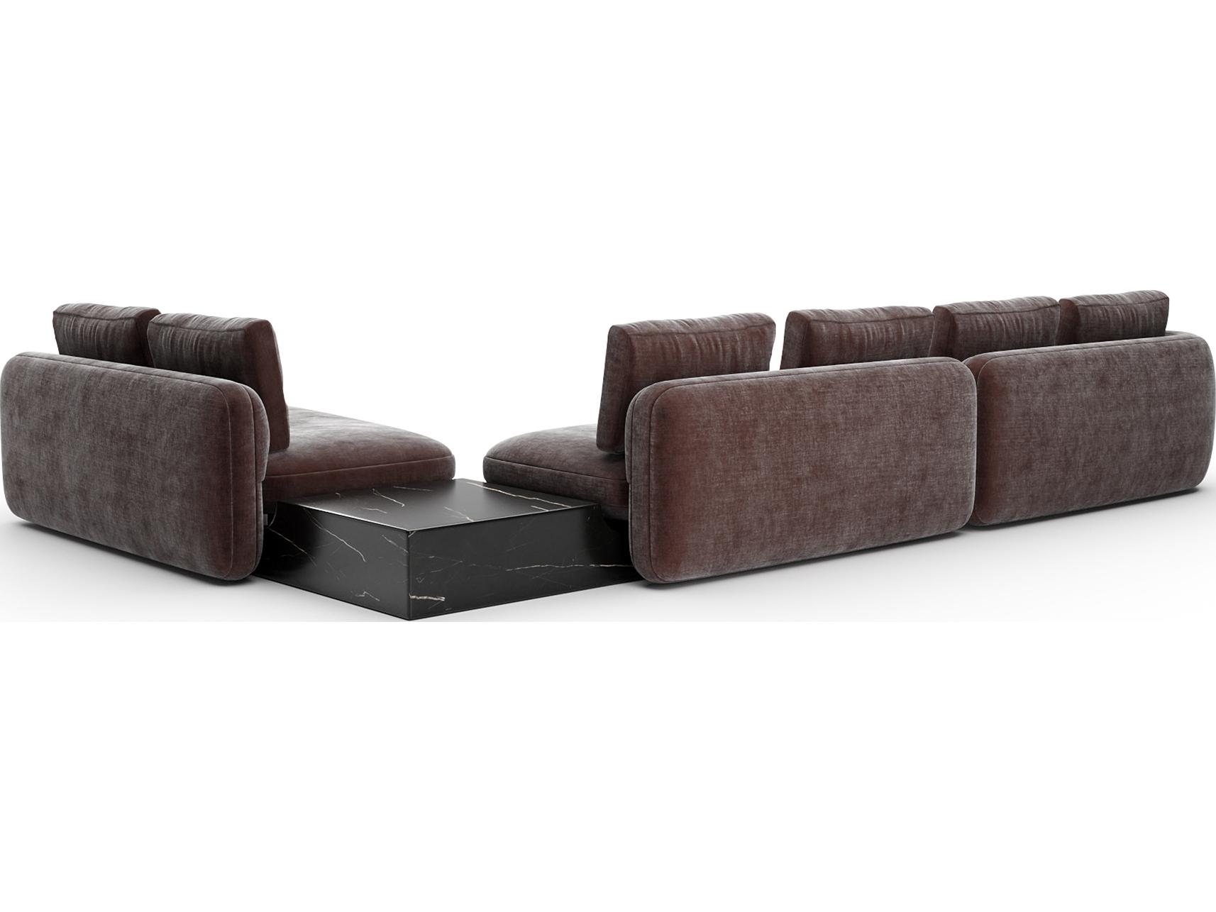 Caracole Overlap Brown Upholstered Sectional Sofa