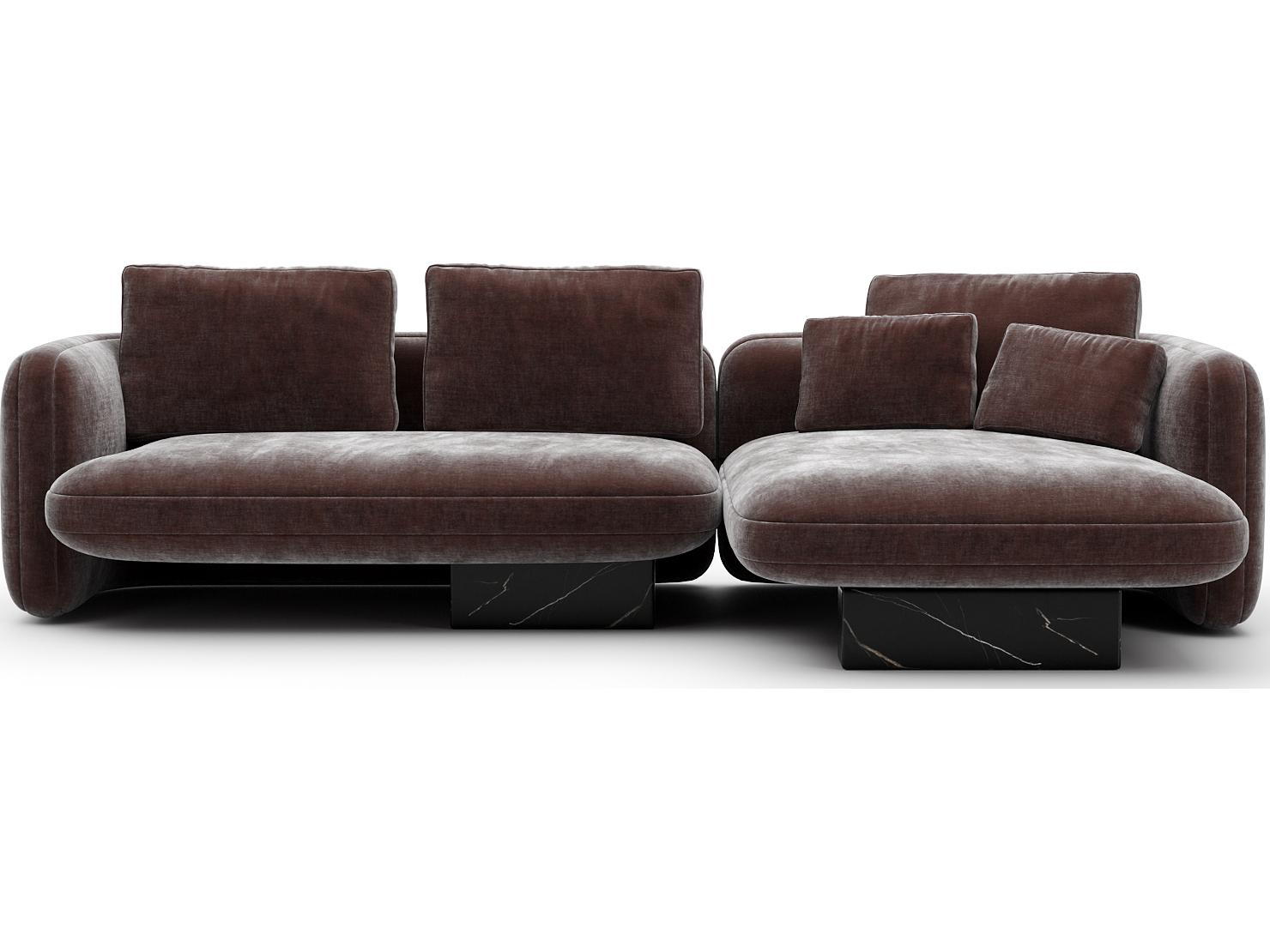 Caracole Overlap Brown Upholstered Sectional Sofa