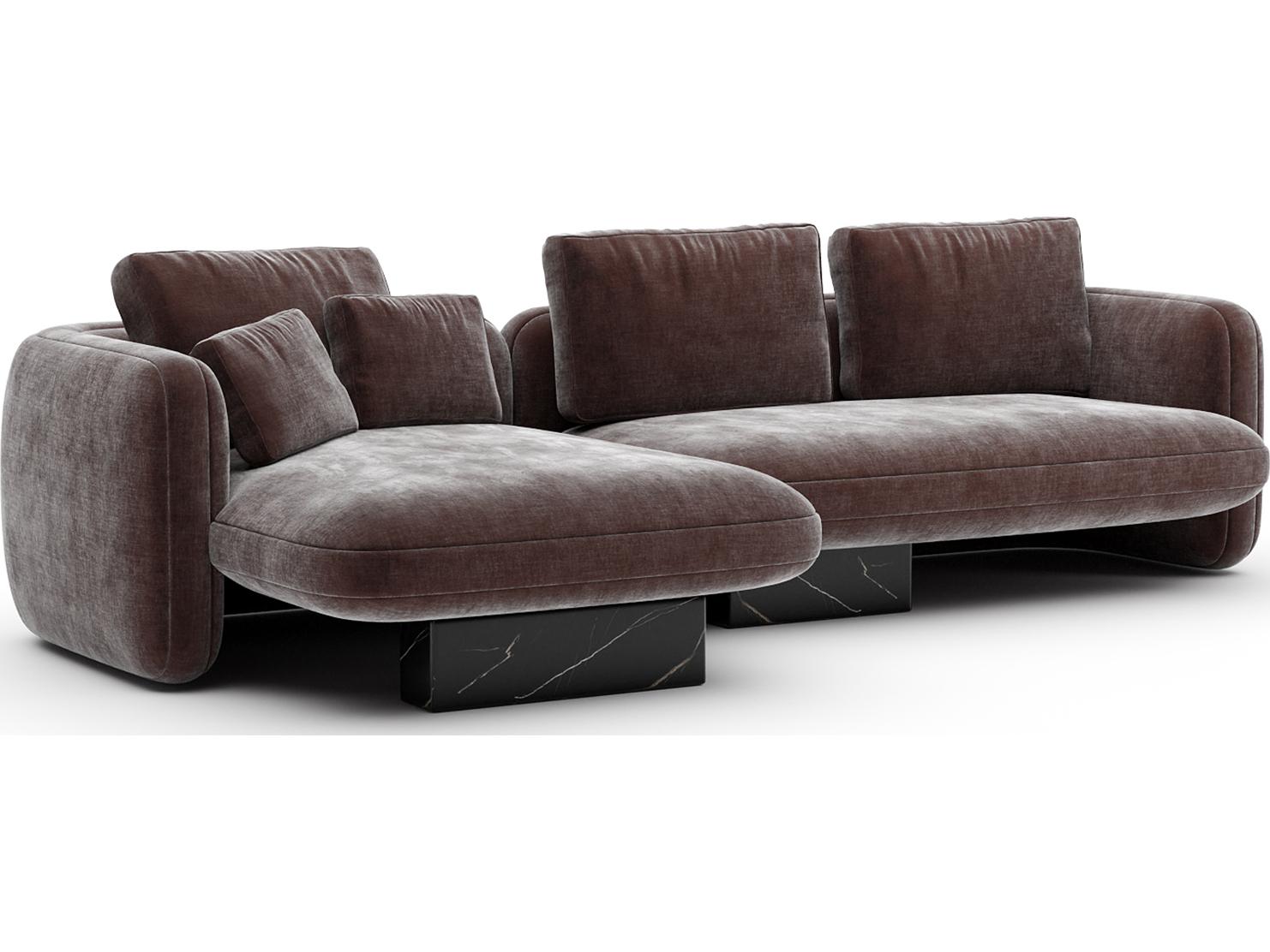 Caracole Overlap Brown Upholstered Sectional Sofa