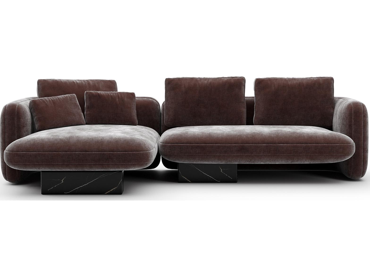 Caracole Overlap Brown Upholstered Sectional Sofa